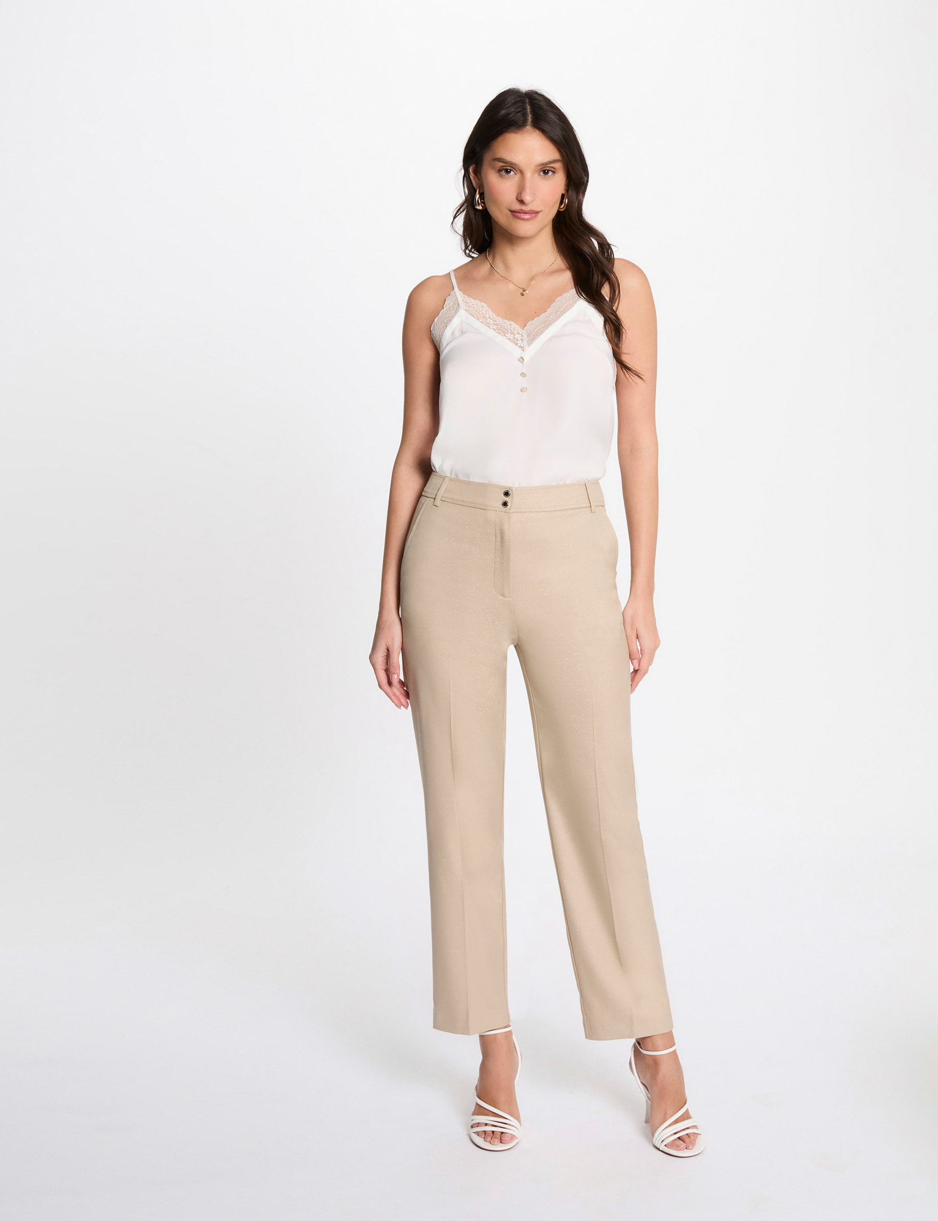 Rechte broek marron clair vrouw