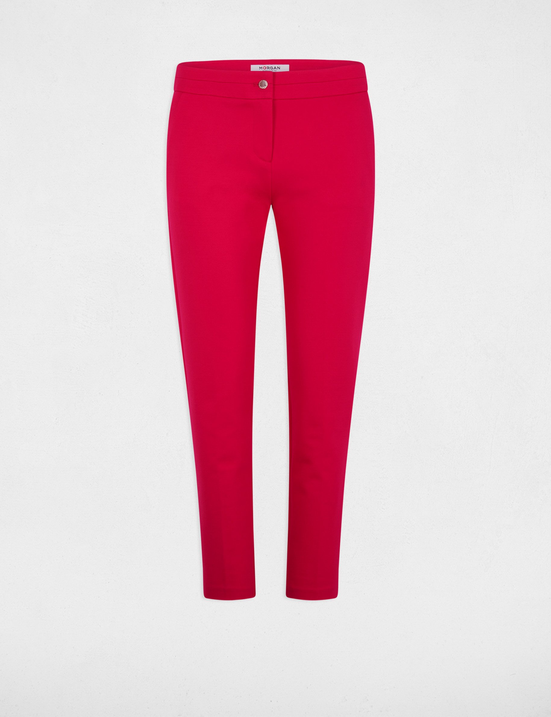 Pantalon cigarette à pinces rose framboise femme