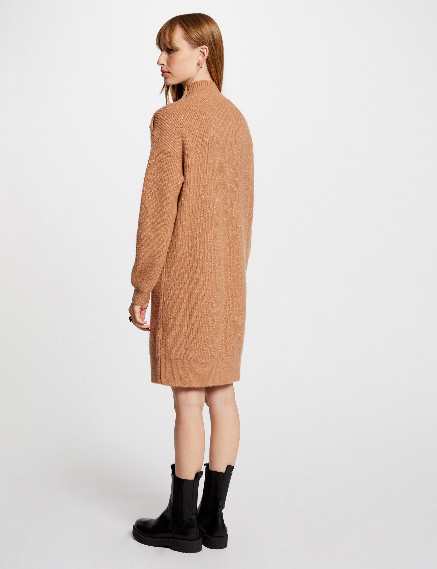 Rechte sweaterjurk camel vrouw