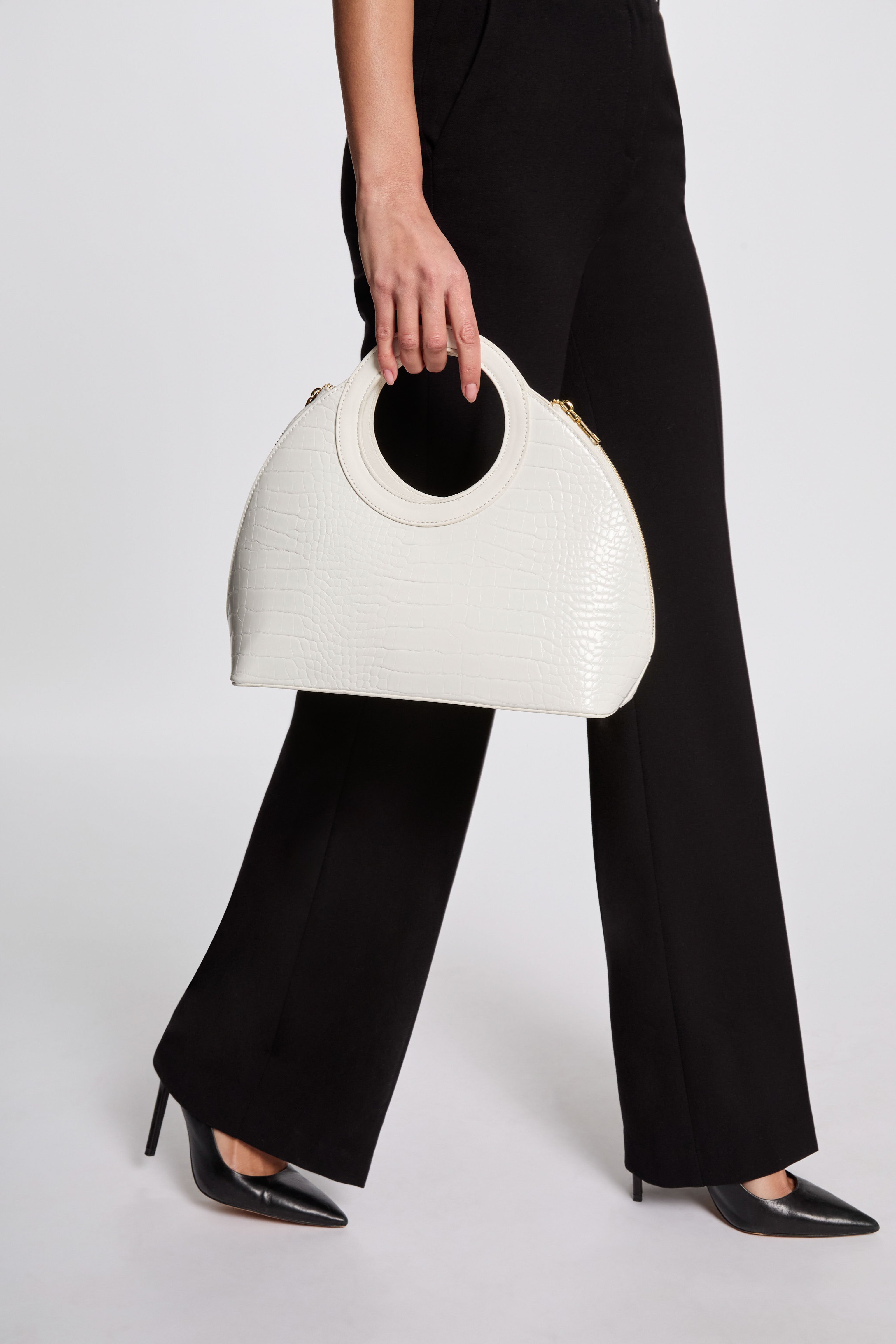 Sac à main croco blanc femme