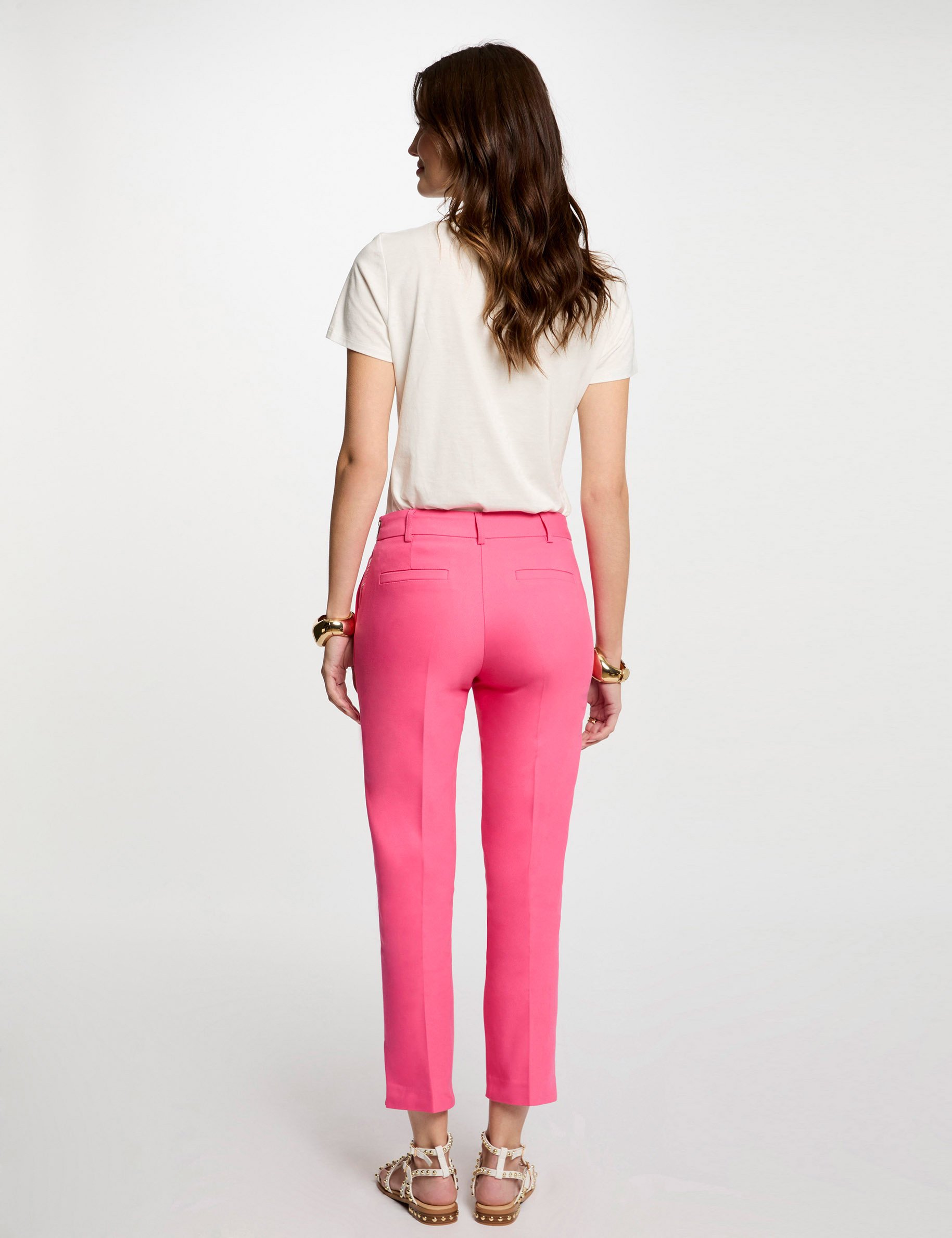 Pantalon cigarette 7/8ème rose femme