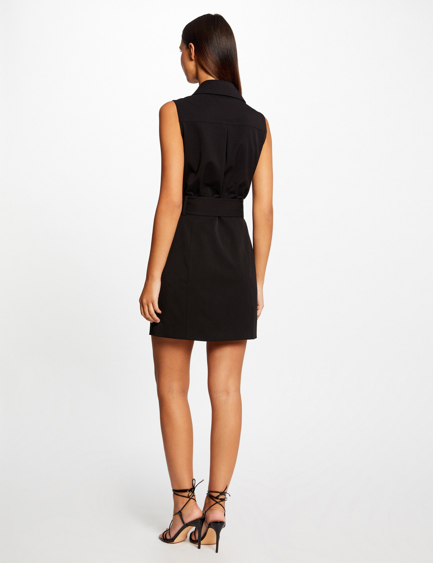 Robe cintrée zippée ceinturée noir femme