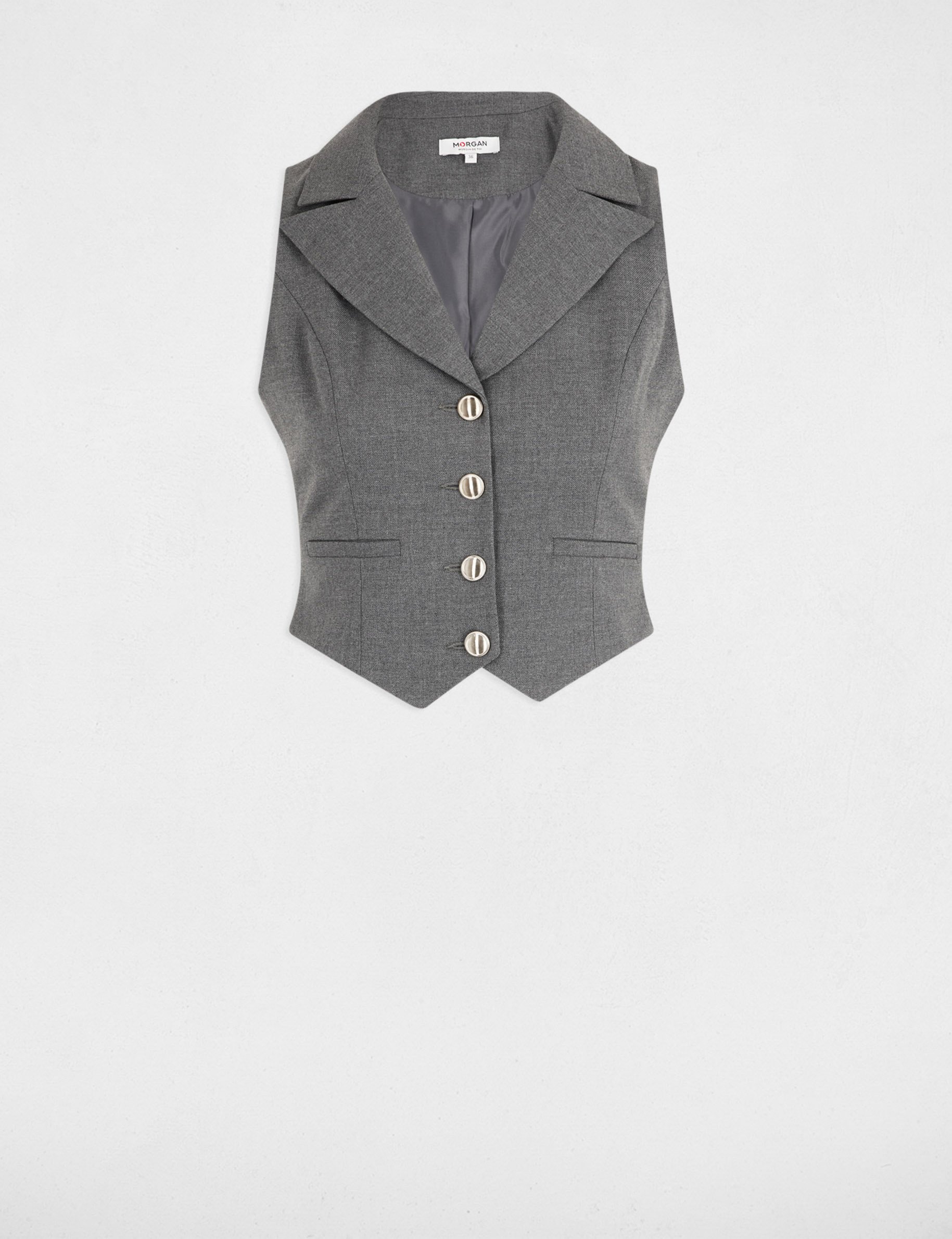 Gilet sans manches ajusté gris clair femme