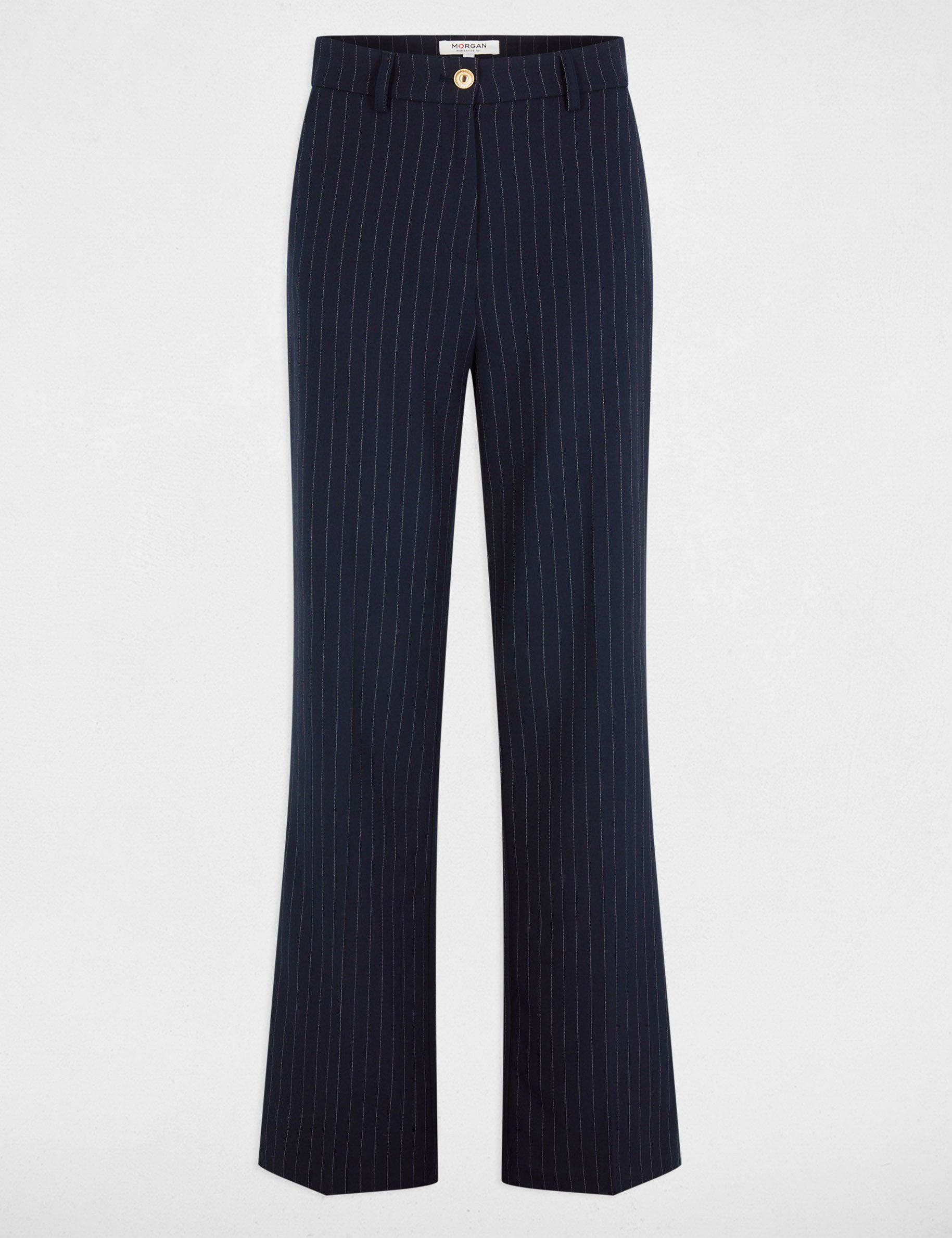 Pantalon flare à rayures marine femme