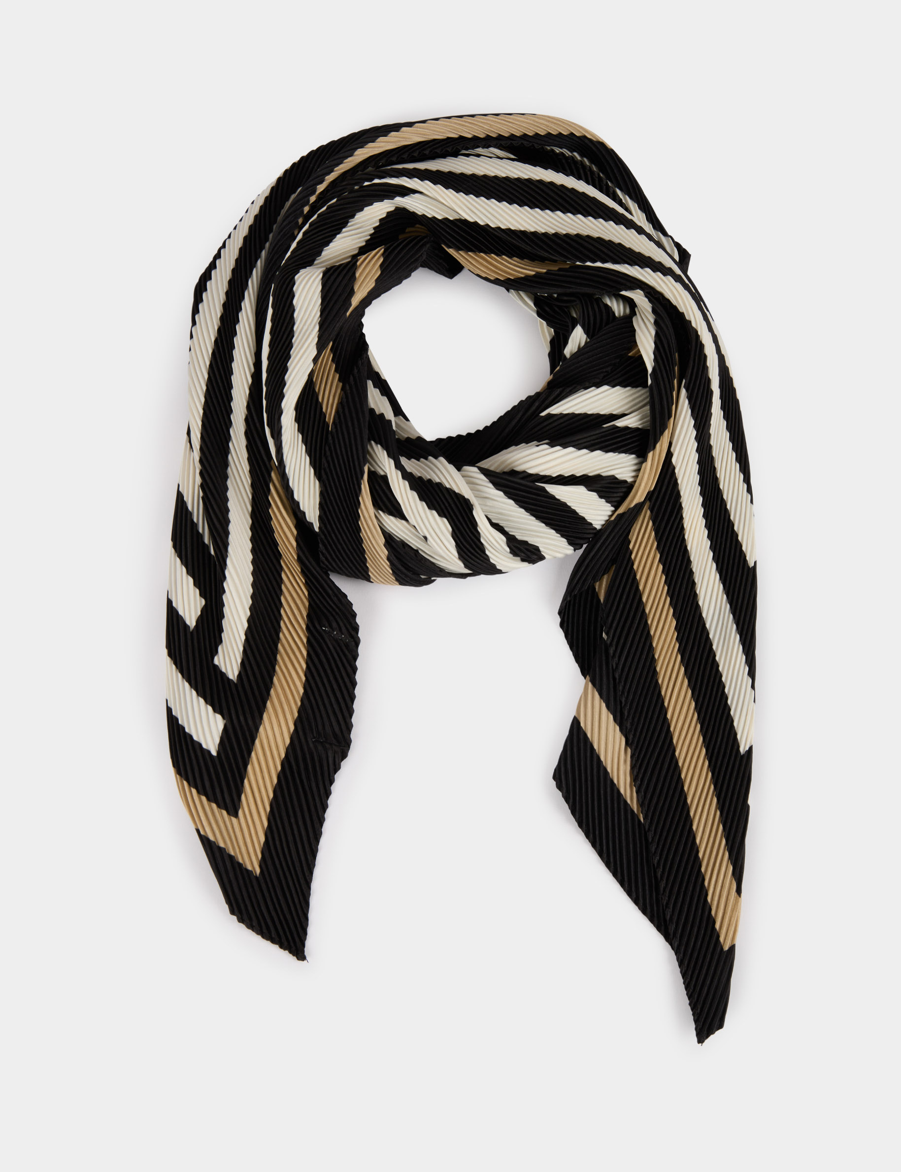 Foulard plissé imprimé ivoire femme