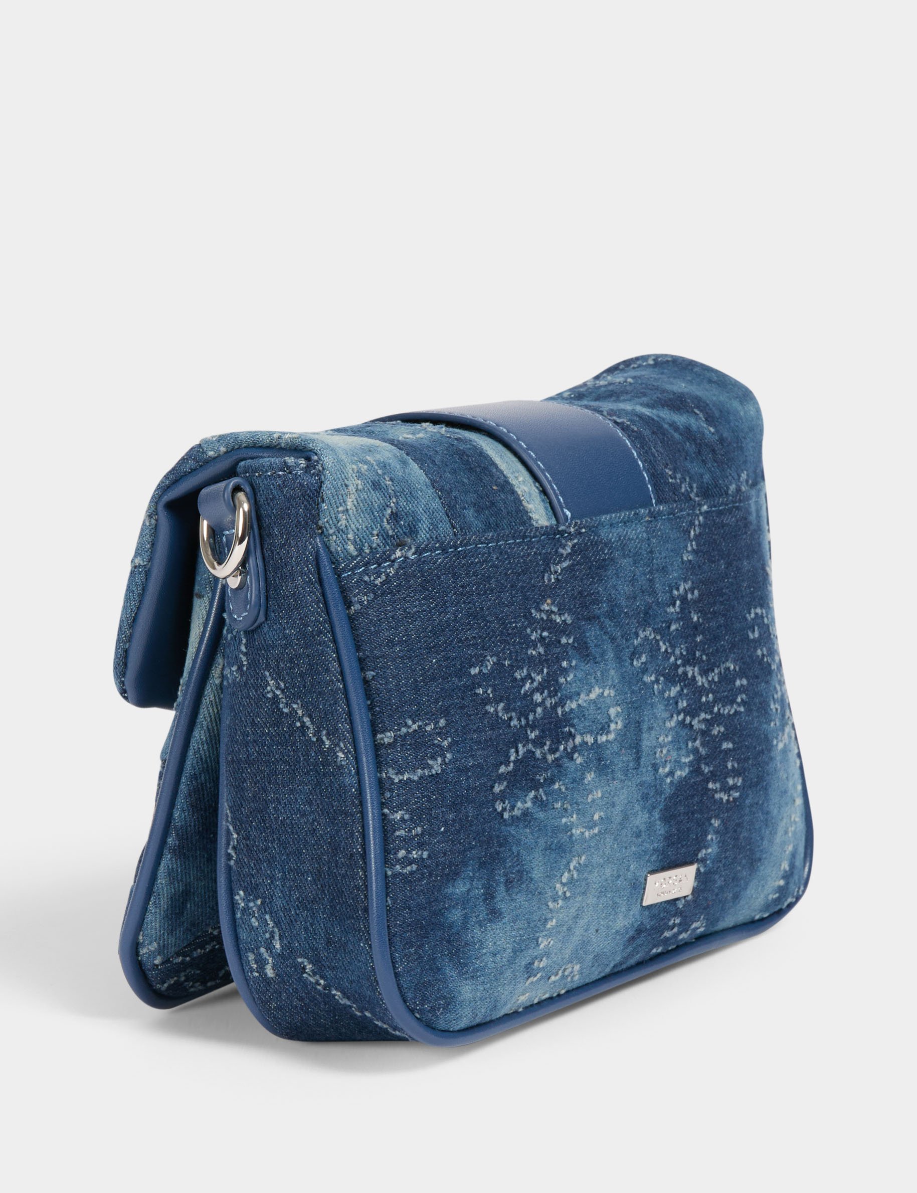 Schoudertas van denim stone washed denim vrouw