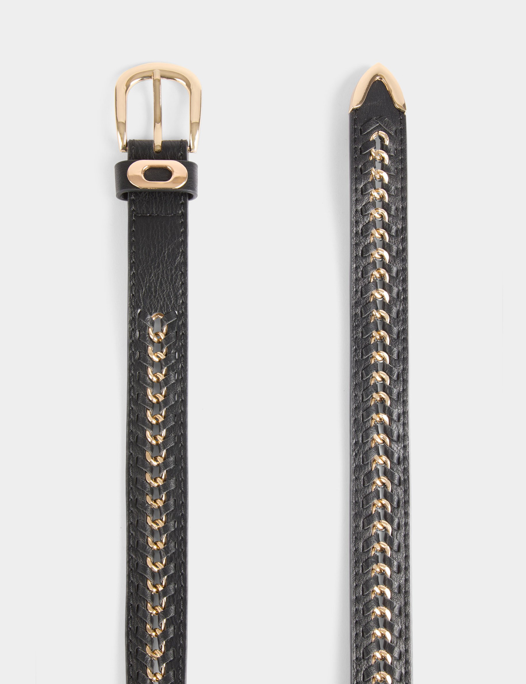 Ceinture détails chaînes noir femme