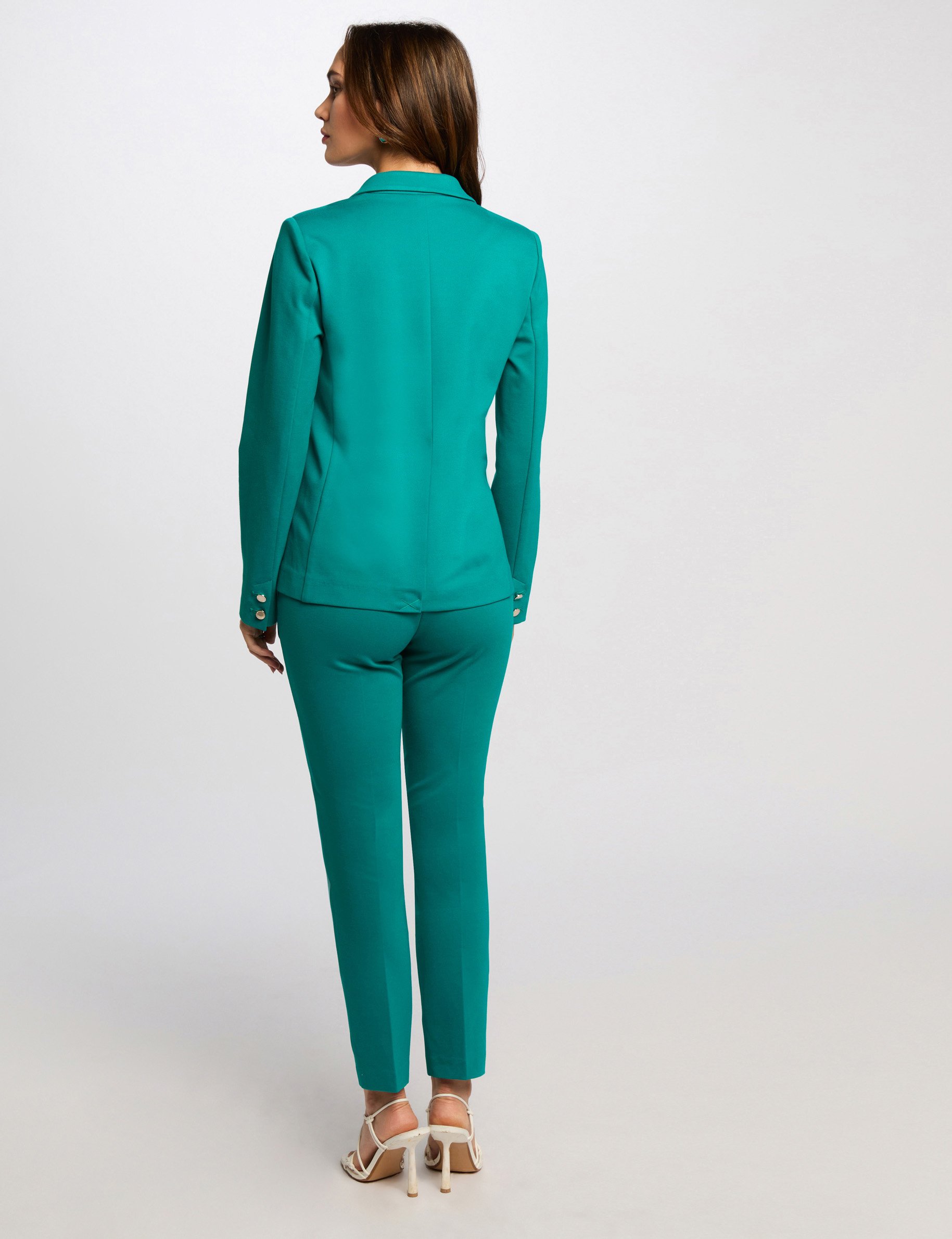 Pantalon cigarette à pinces bleu turquoise femme