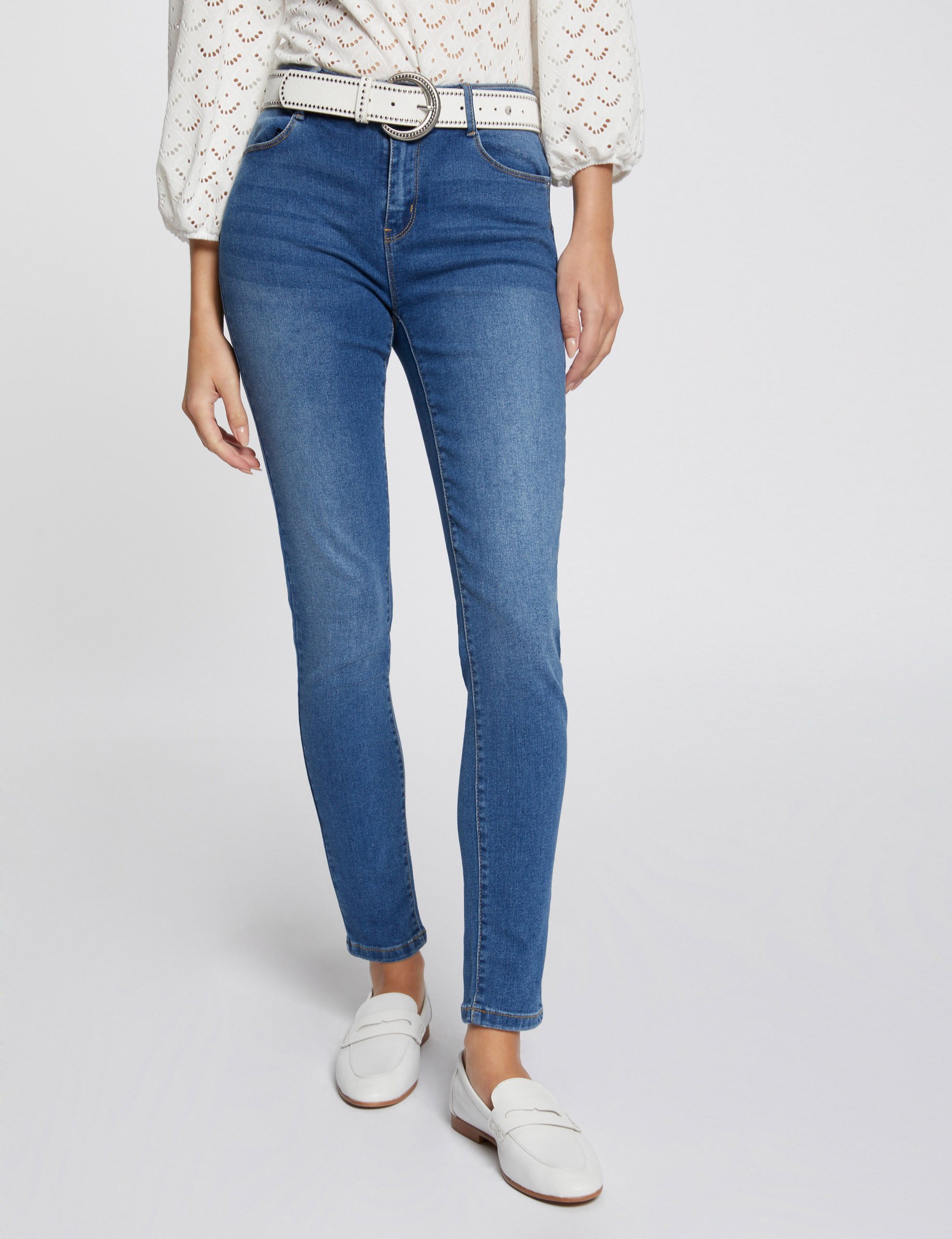 Slim fit jeans standaardmaat stone washed denim vrouw