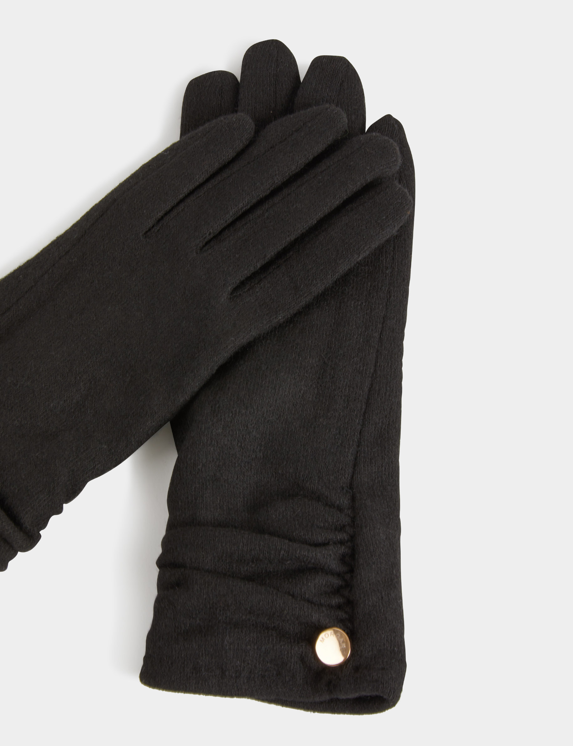 Gants détails plissés noir femme