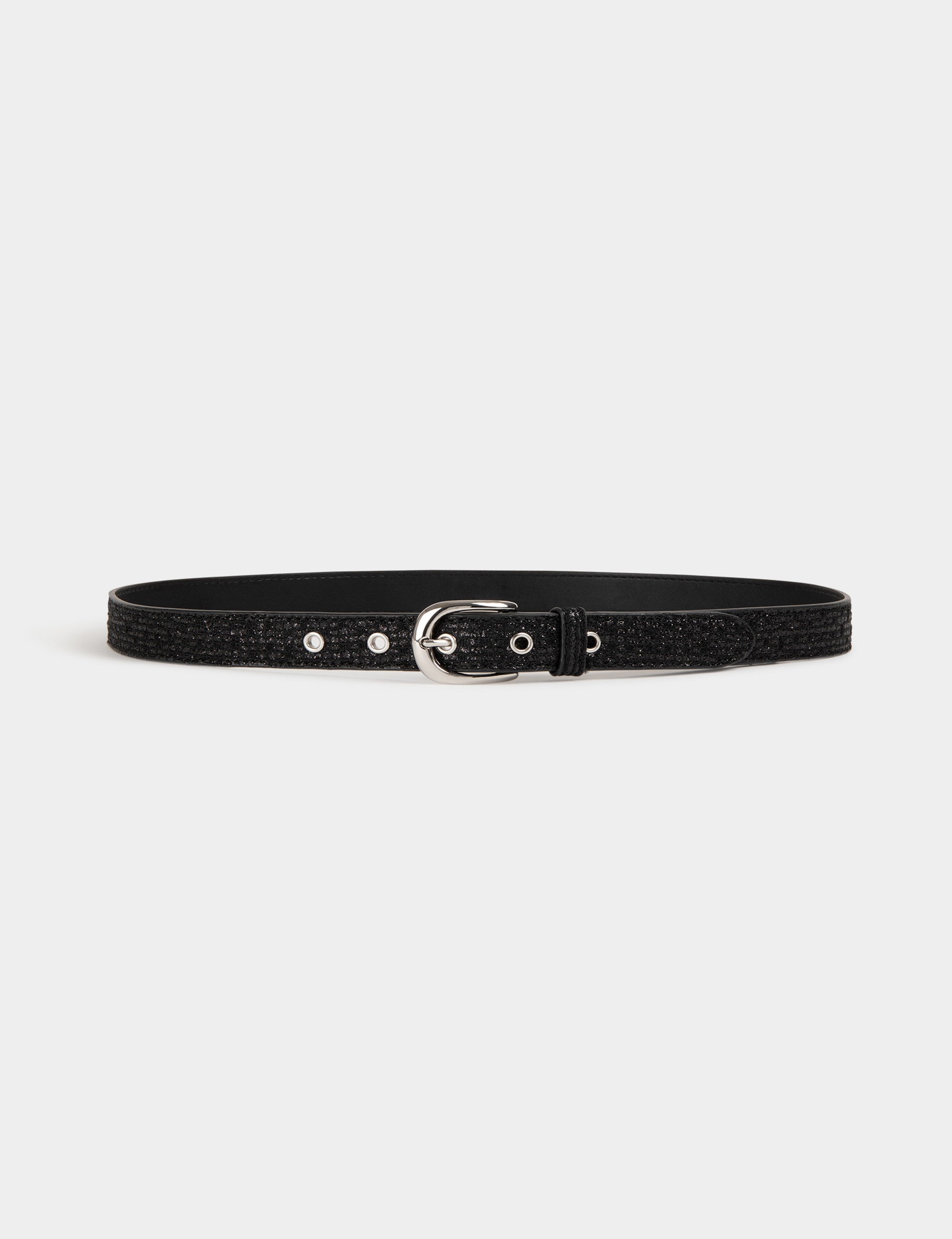 Ceinture métallisée noir femme