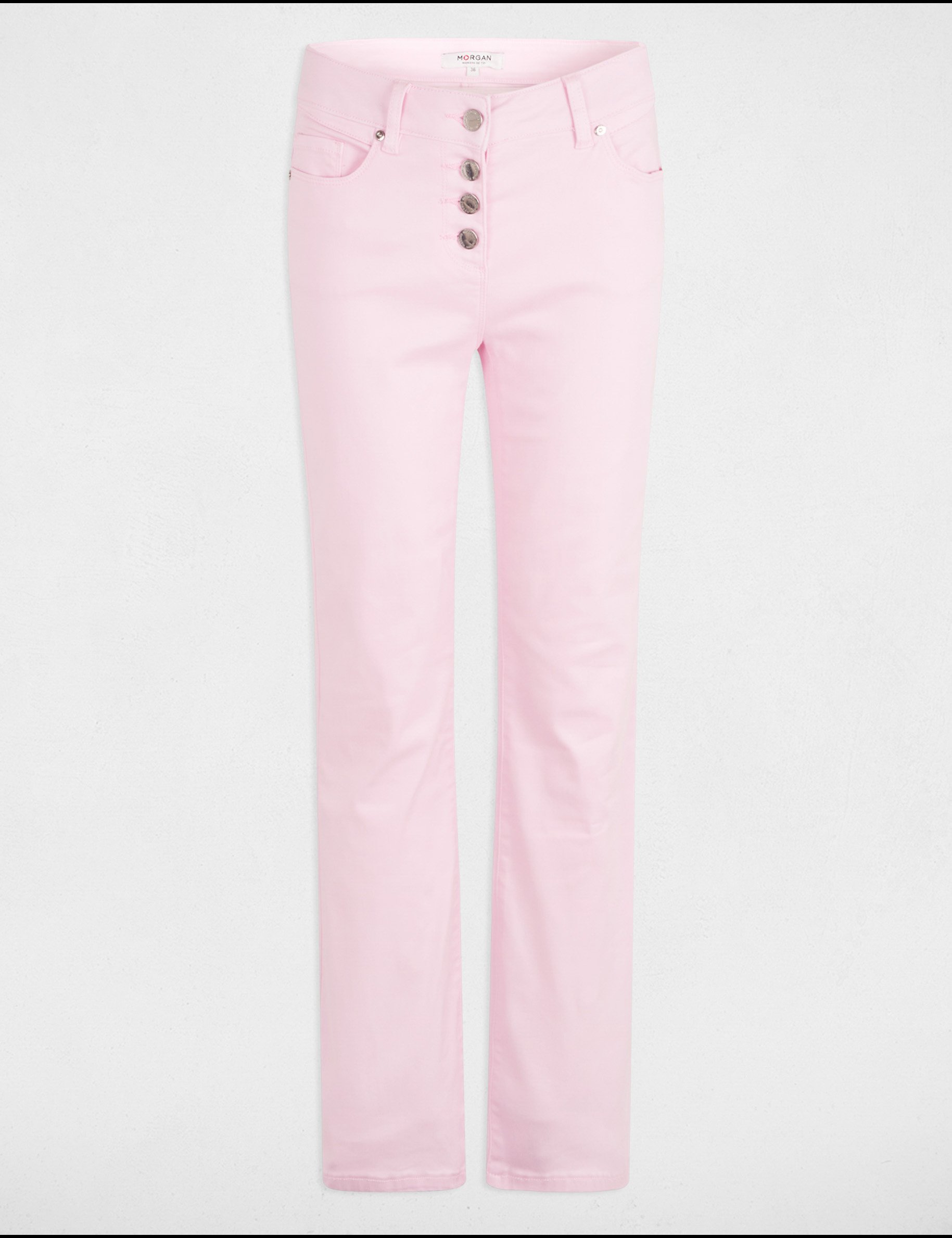 Pantalon bootcut boutonné rose pastel femme