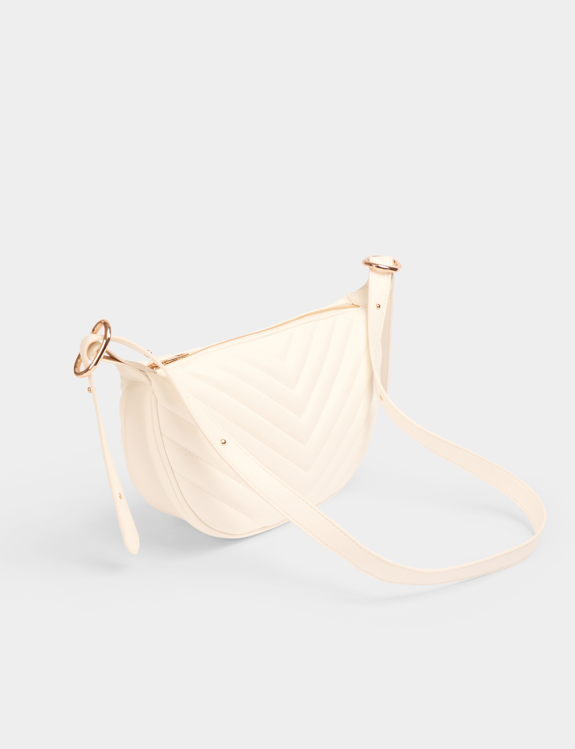 Sac demi-lune matelassé blanc femme