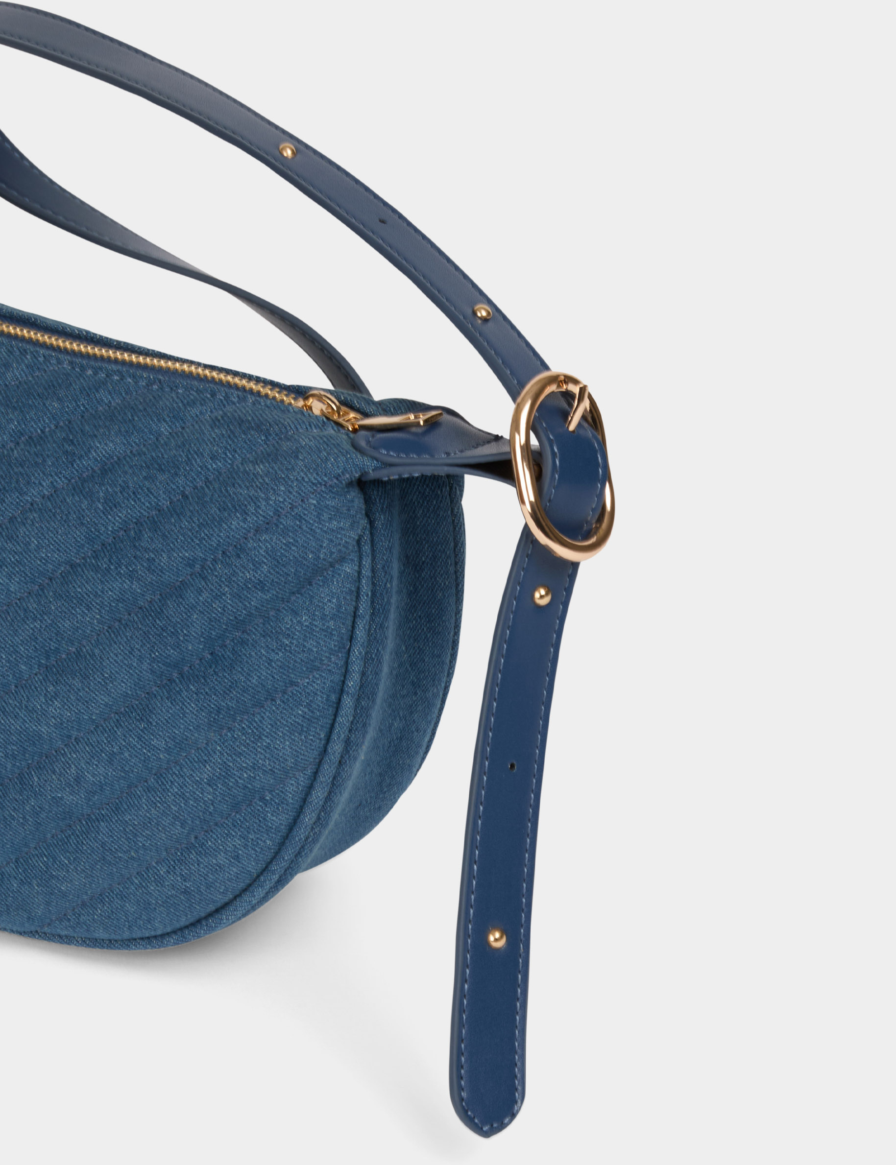 Sac demi-lune matelassé denim stone femme