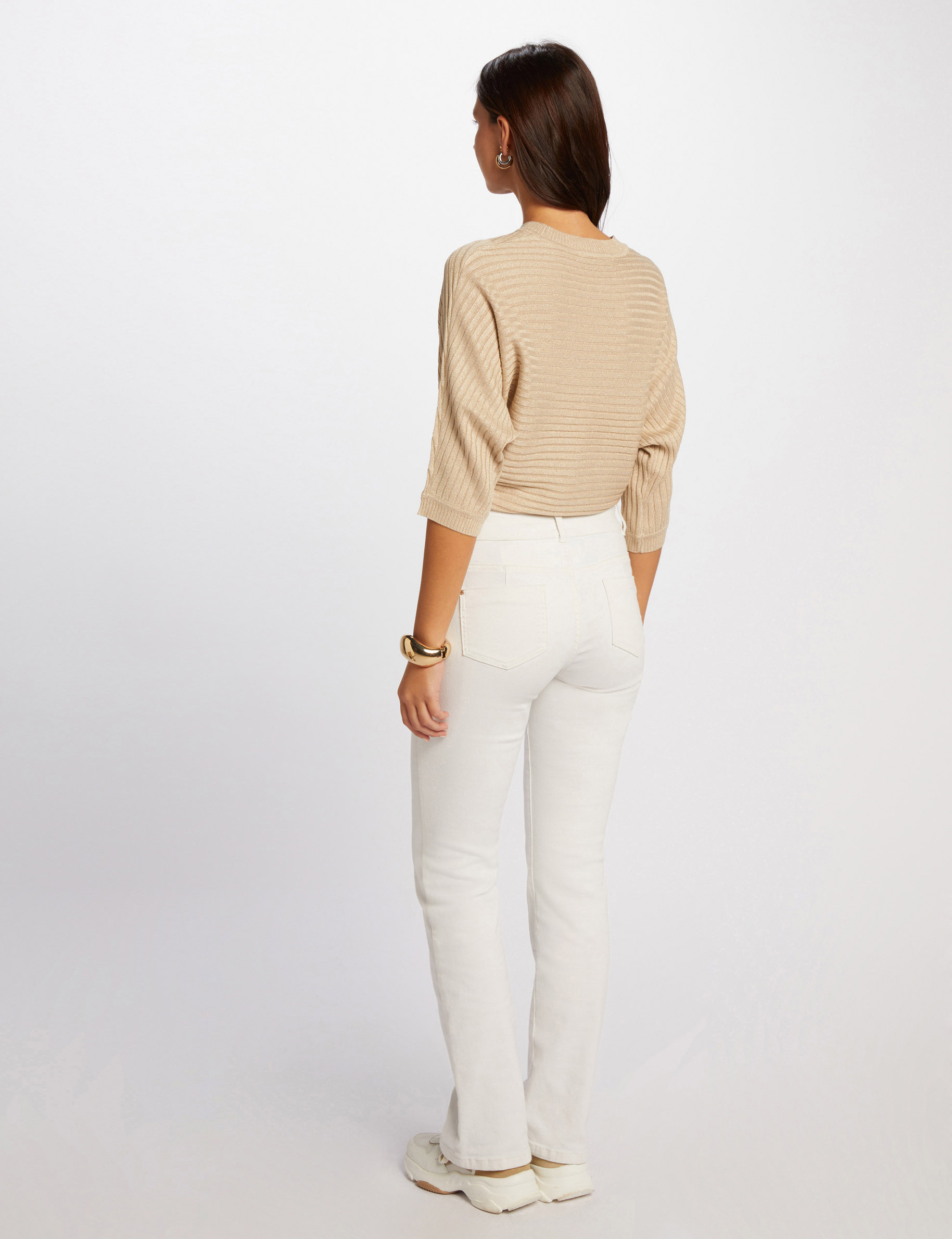 Trui met 3/4 mouwen beige vrouw