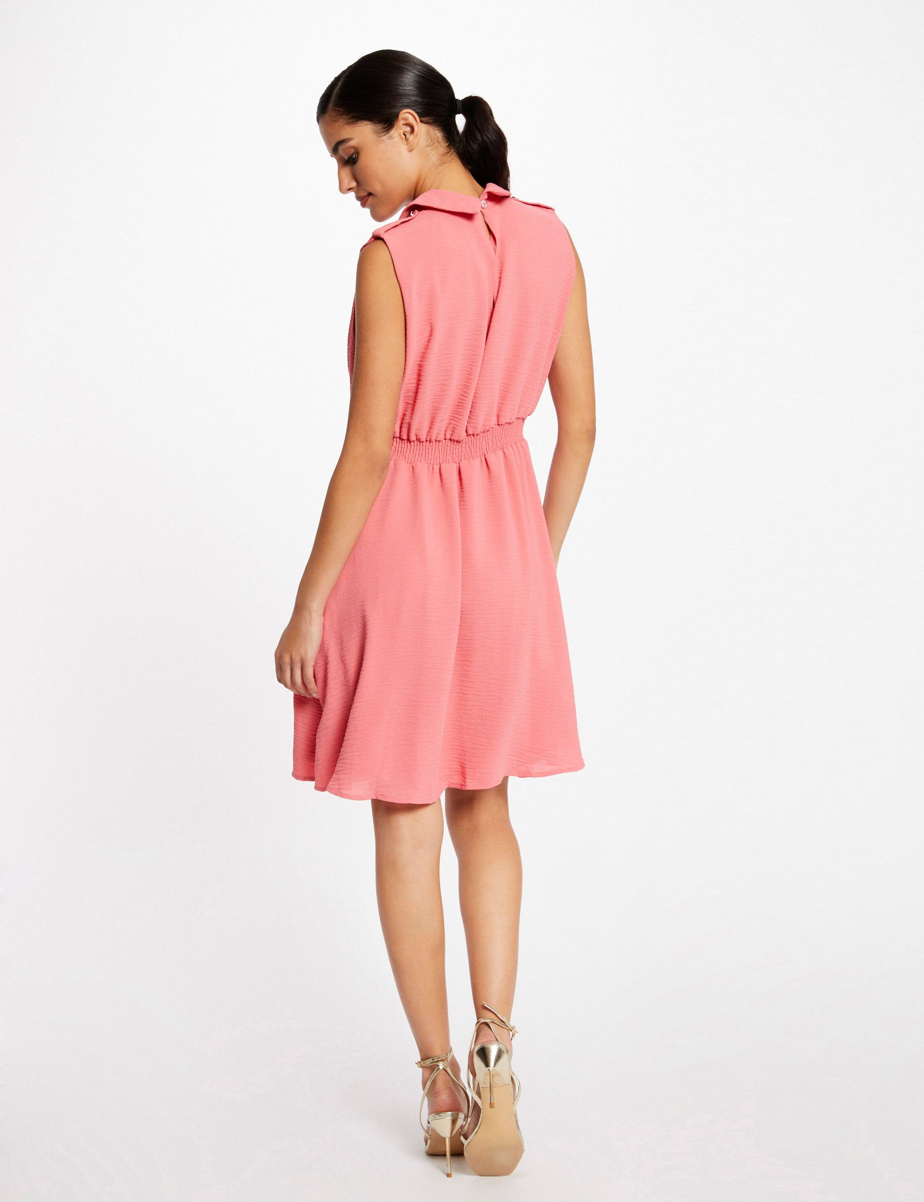 Robe évasée fluide sans manches rose femme