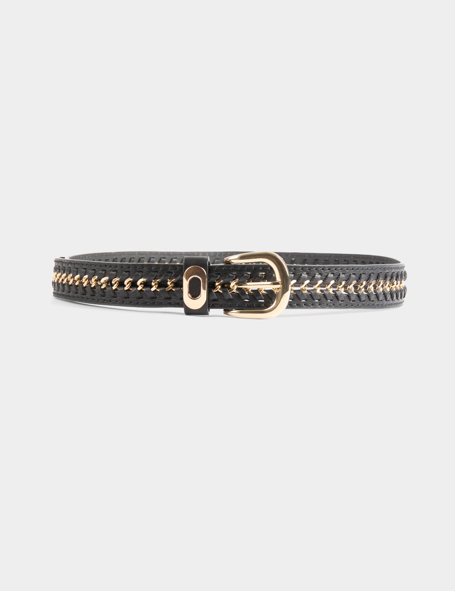 Ceinture détails chaînes noir femme