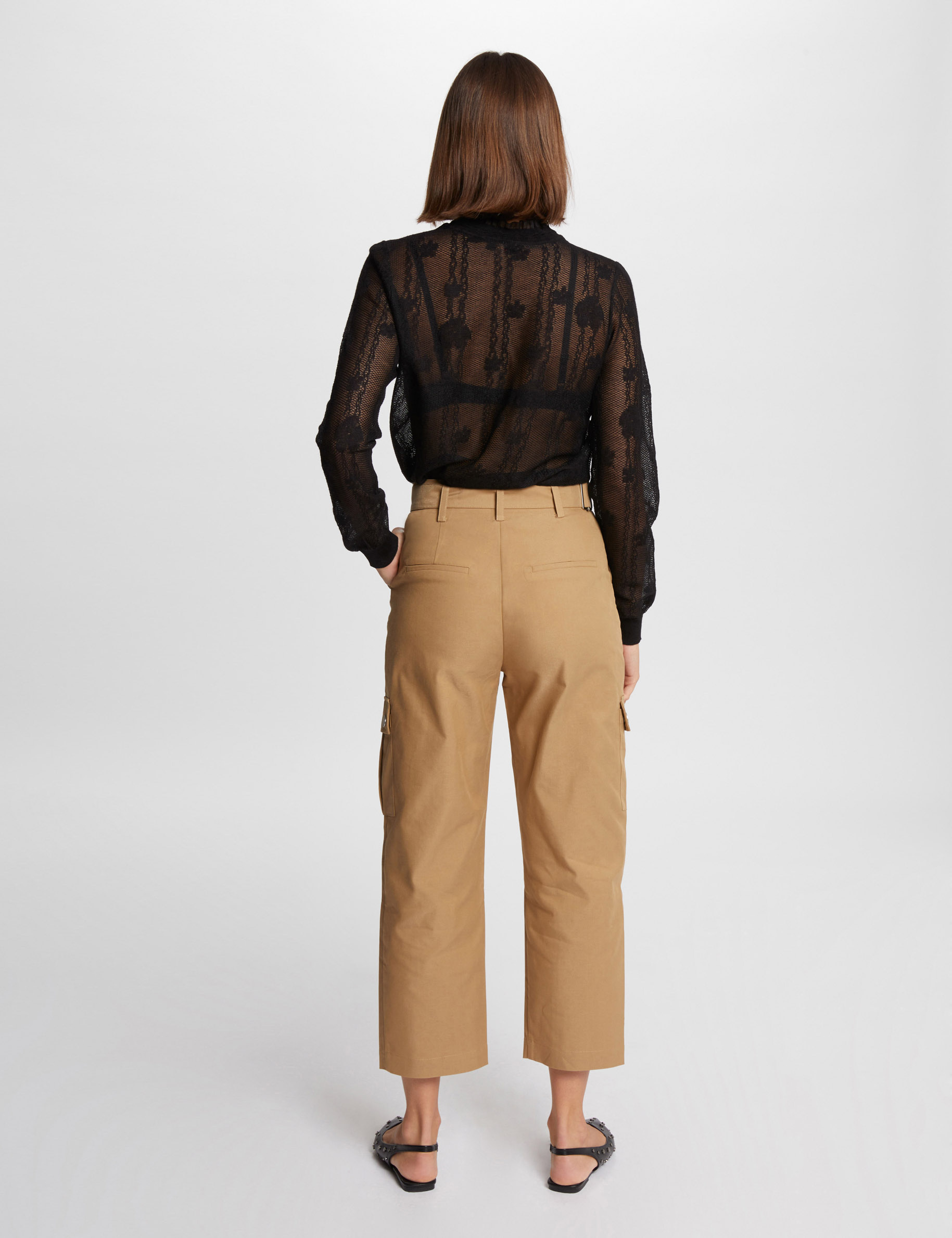 Pantalon cargo 7/8ème beige femme