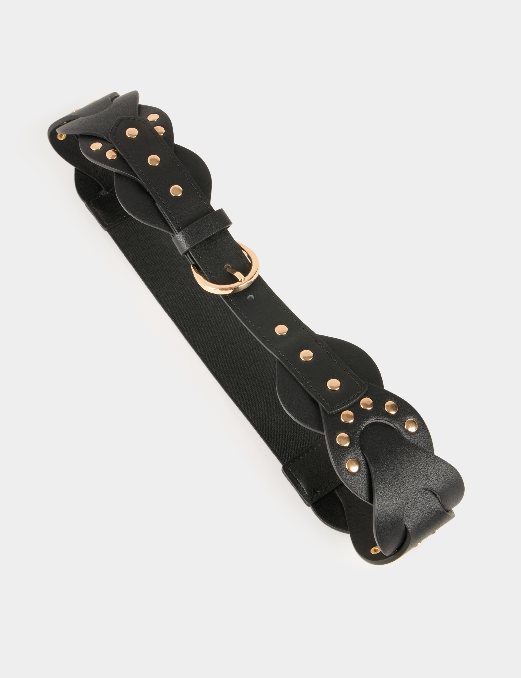 Ceinture élastiquée à clous noir femme