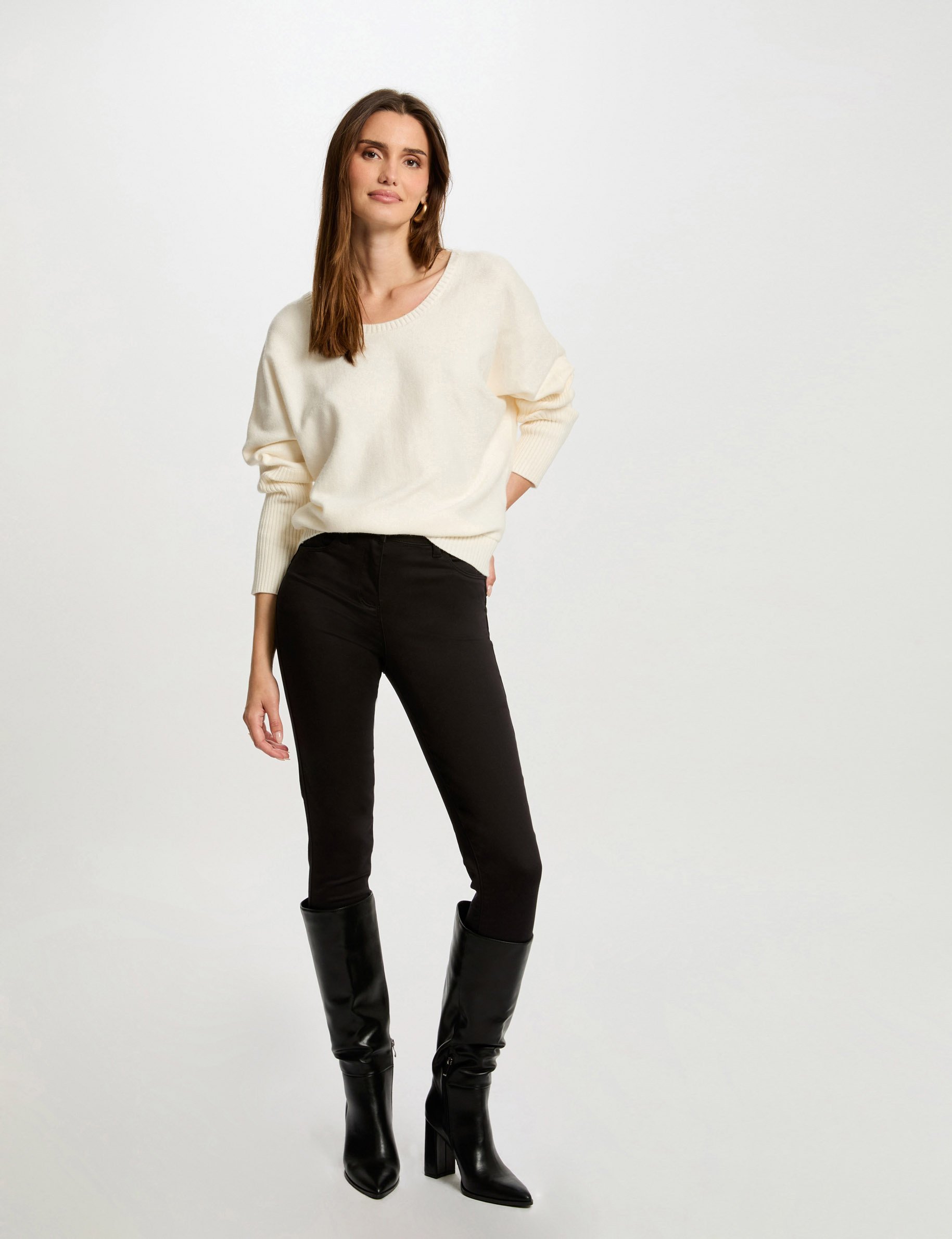 Skinny broek met strass details zwart vrouw