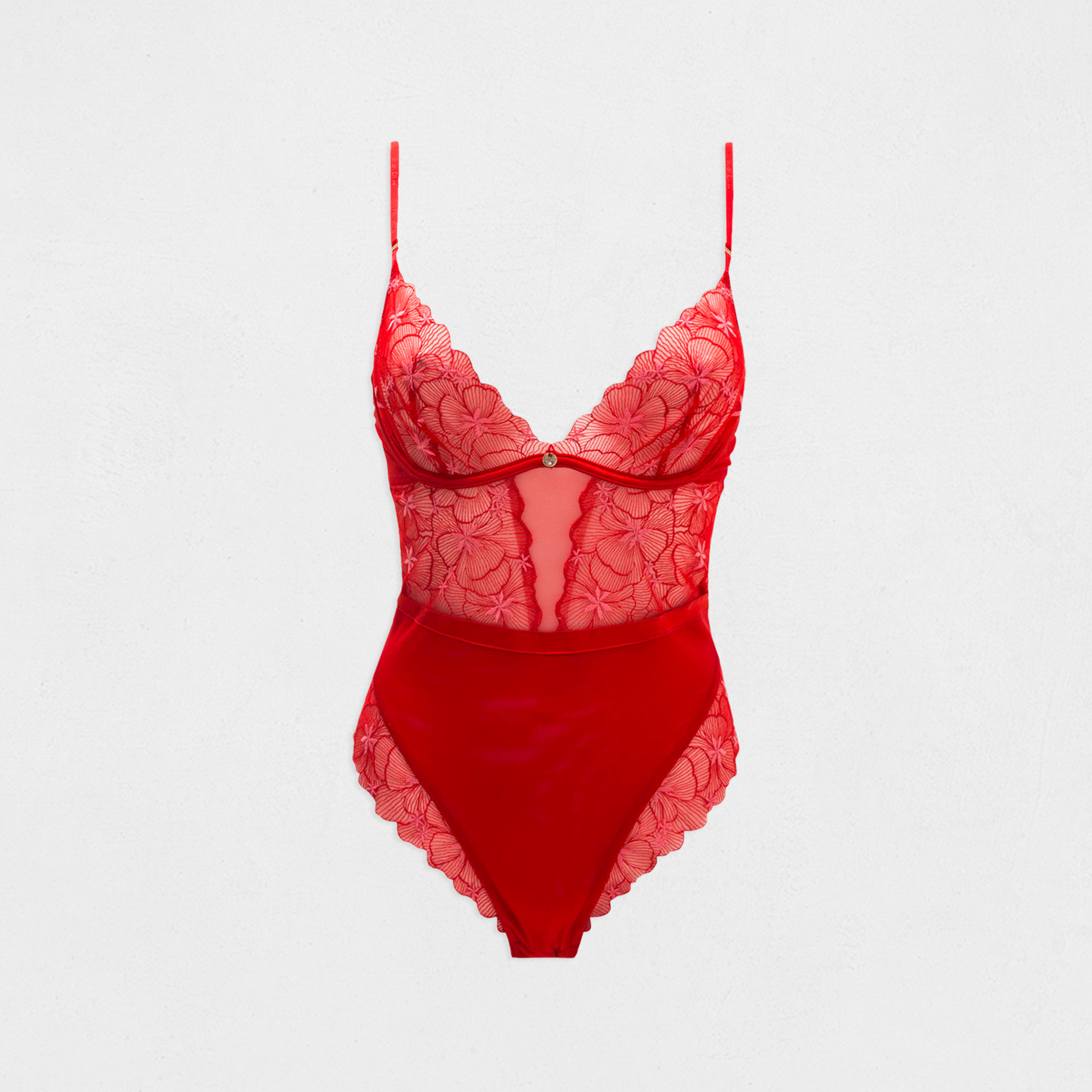 Body en dentelle rouge femme