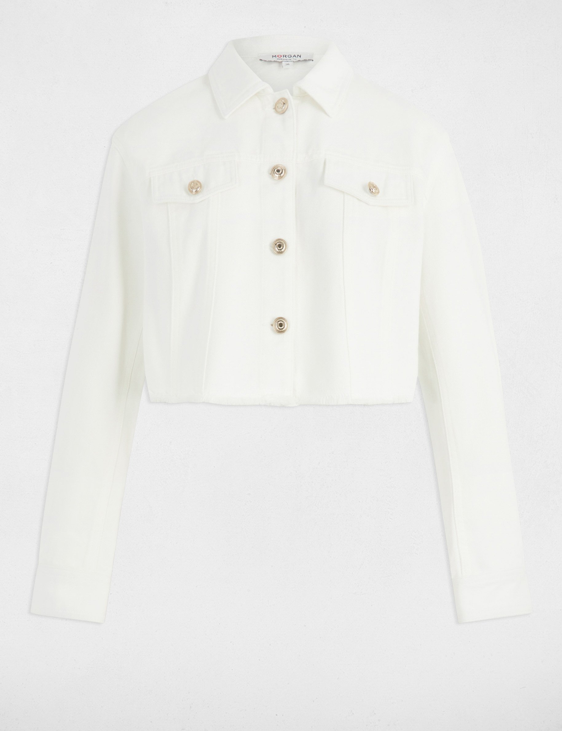 Veste courte en jean blanc femme