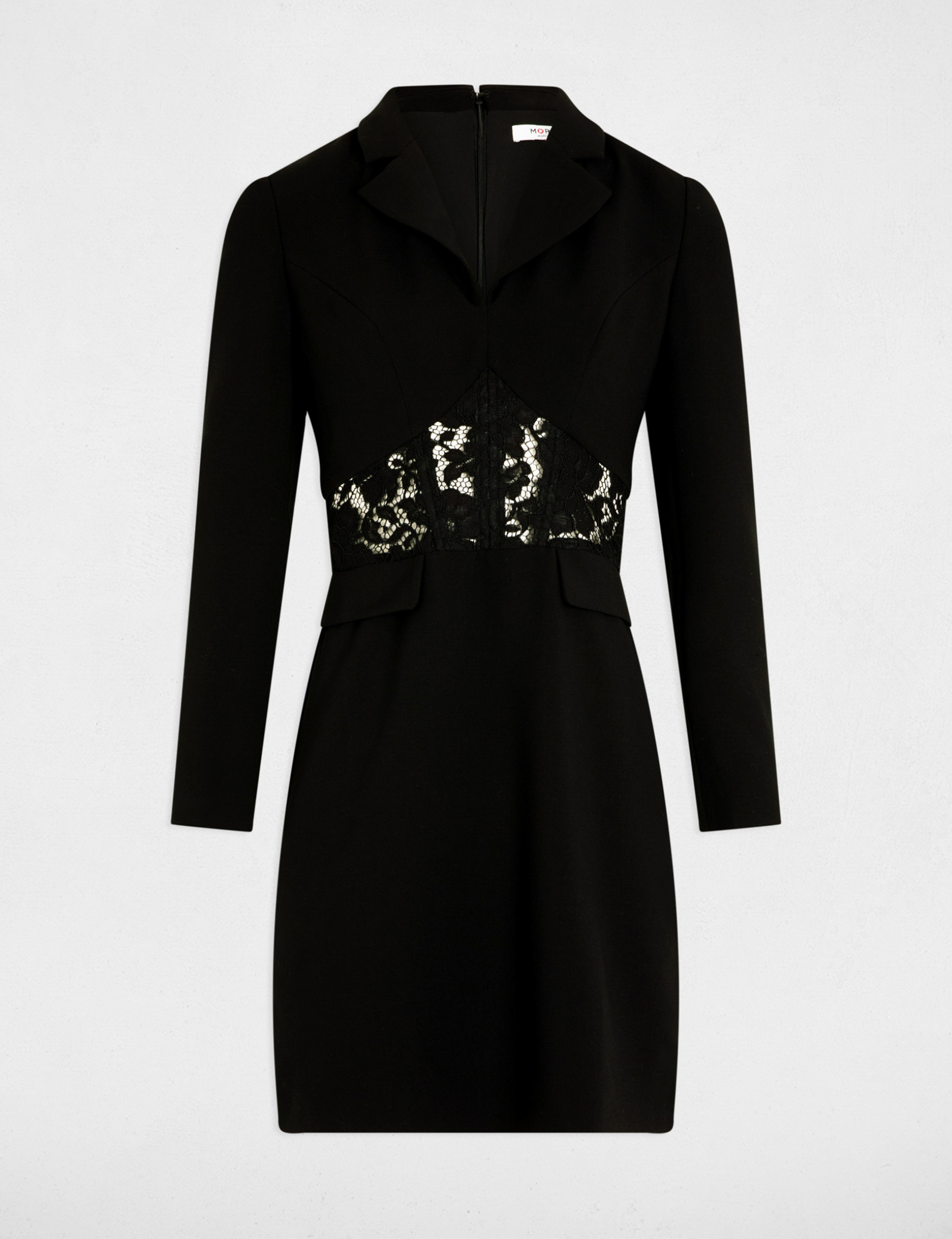 Robe courte ajustée à dentelle noir femme