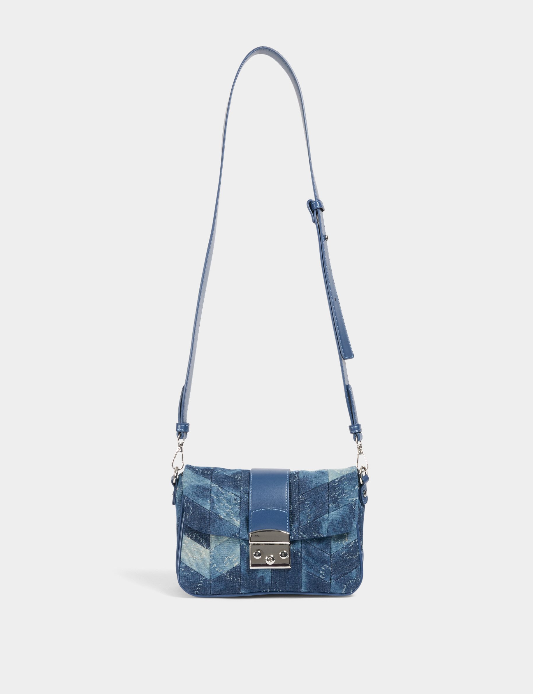 Schoudertas van denim stone washed denim vrouw