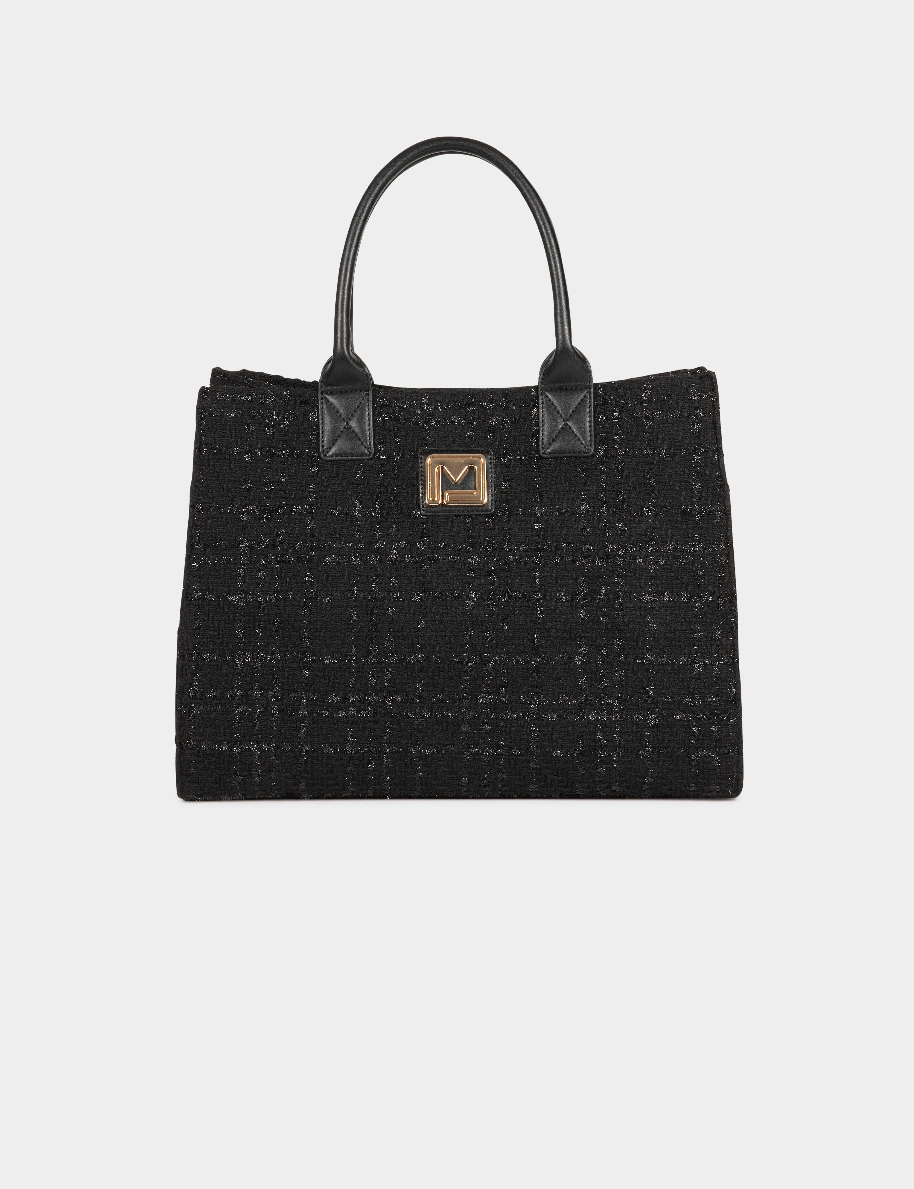 Sac cabas tweed noir femme