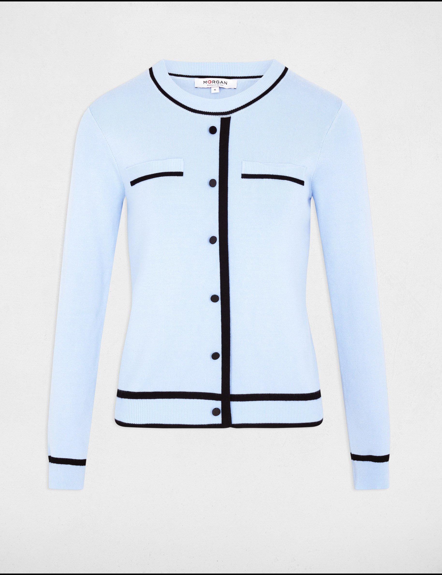 Pull col rond manches longues bleu ciel femme