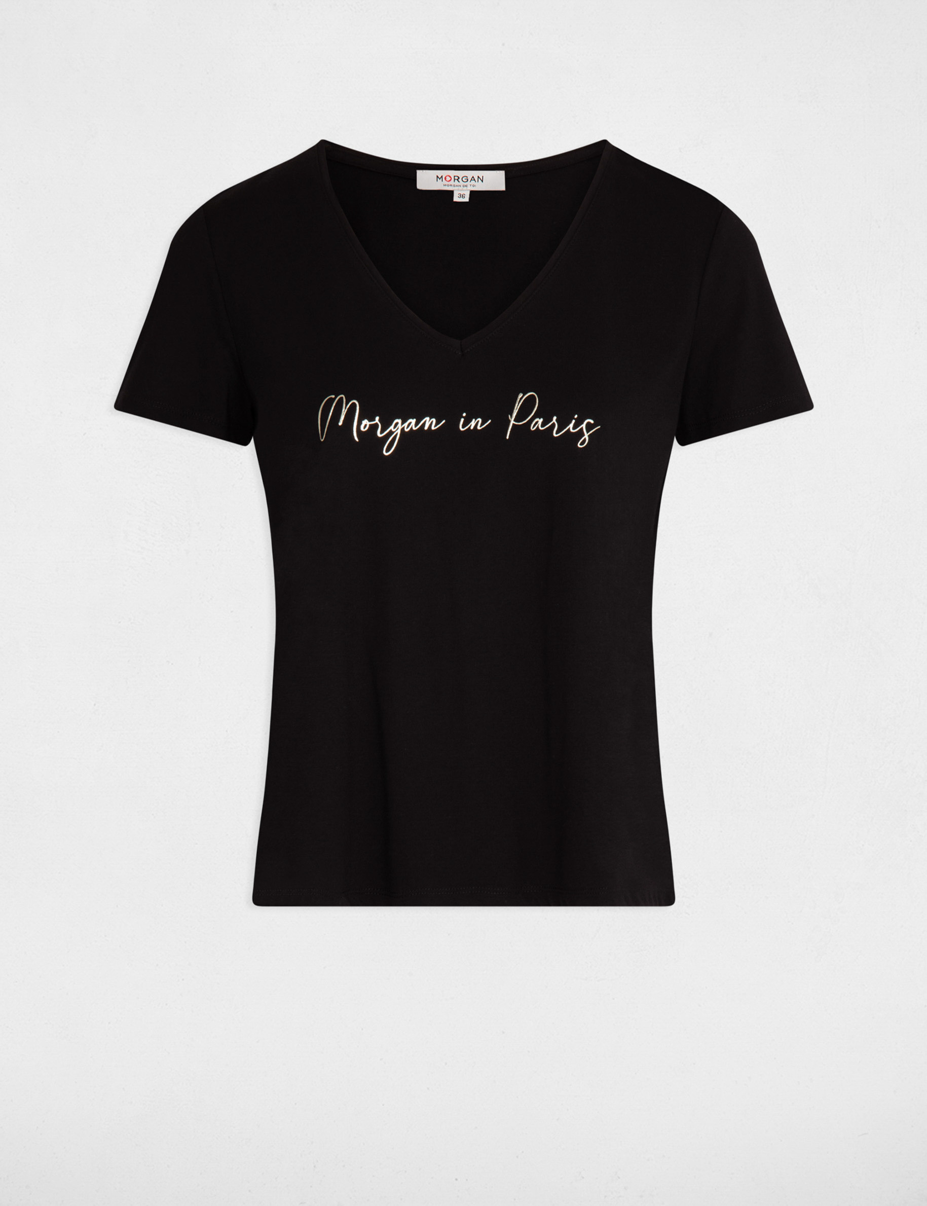 T-shirt met opschrift zwart vrouw