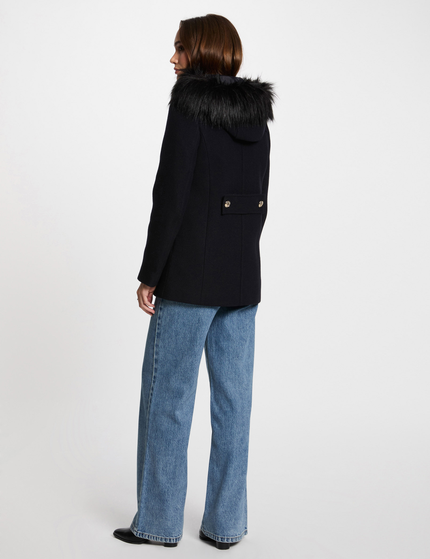 Manteau double boutonnage marine femme