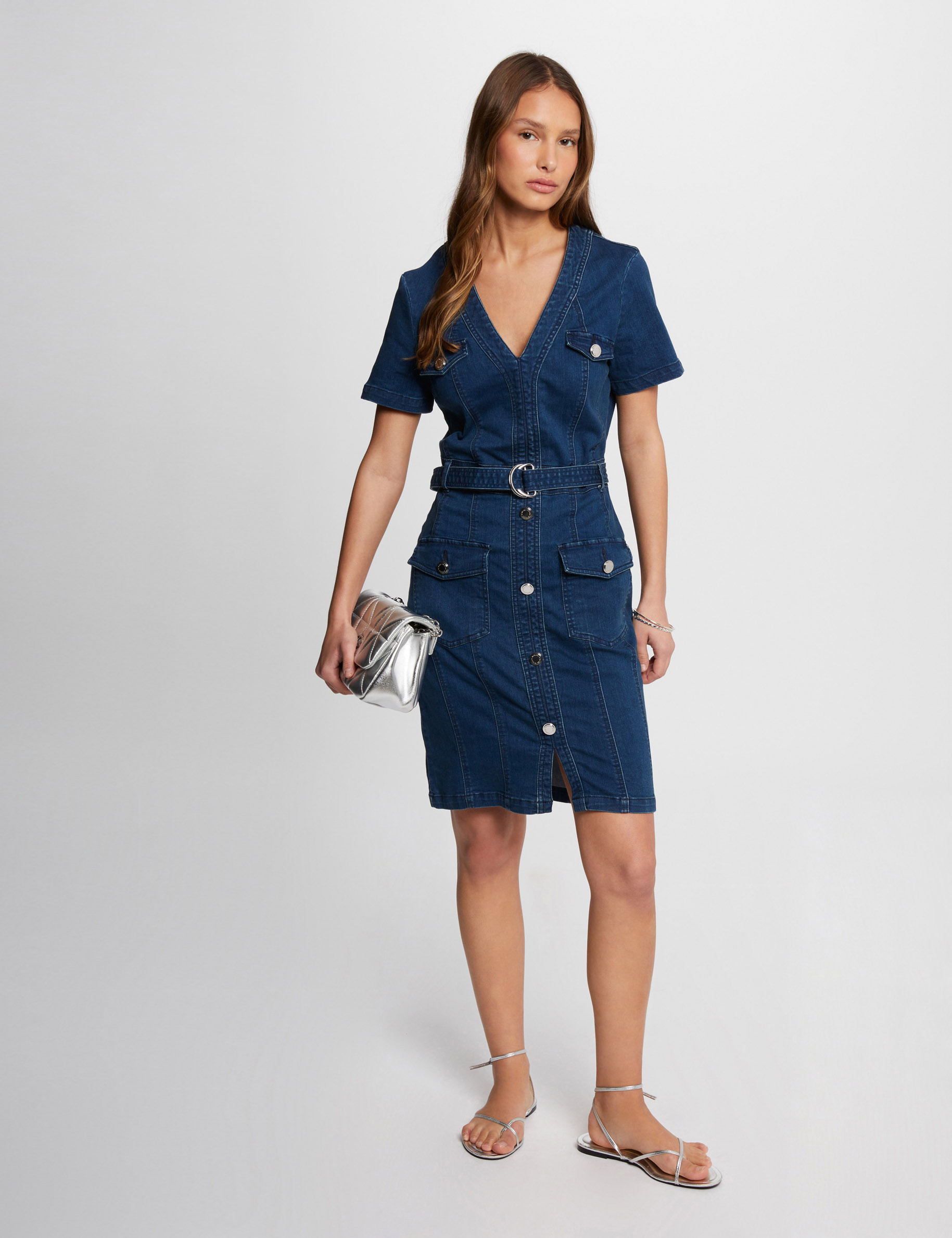 Robe courte ajustée en jean jean stone femme