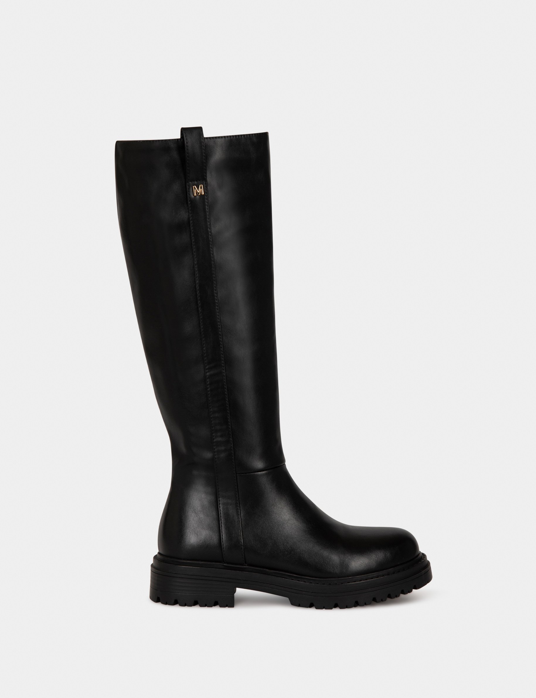 Bottes plates crantees noir femme