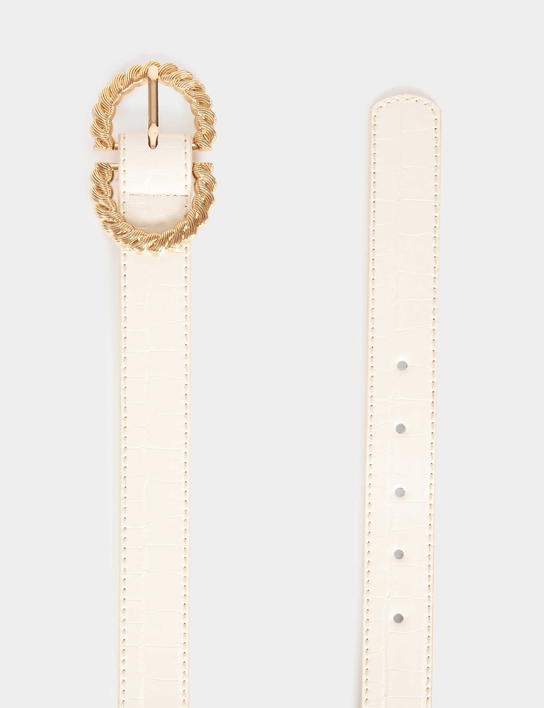 Ceinture boucle tressée blanc femme