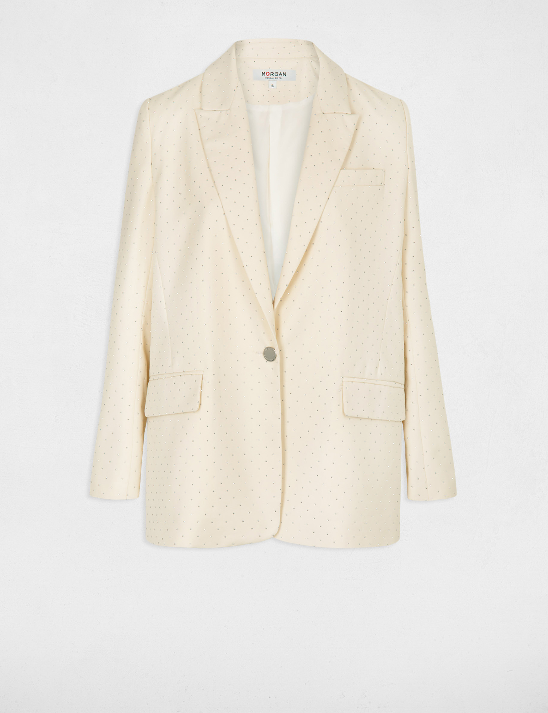 Blazer droit à strass vanille femme