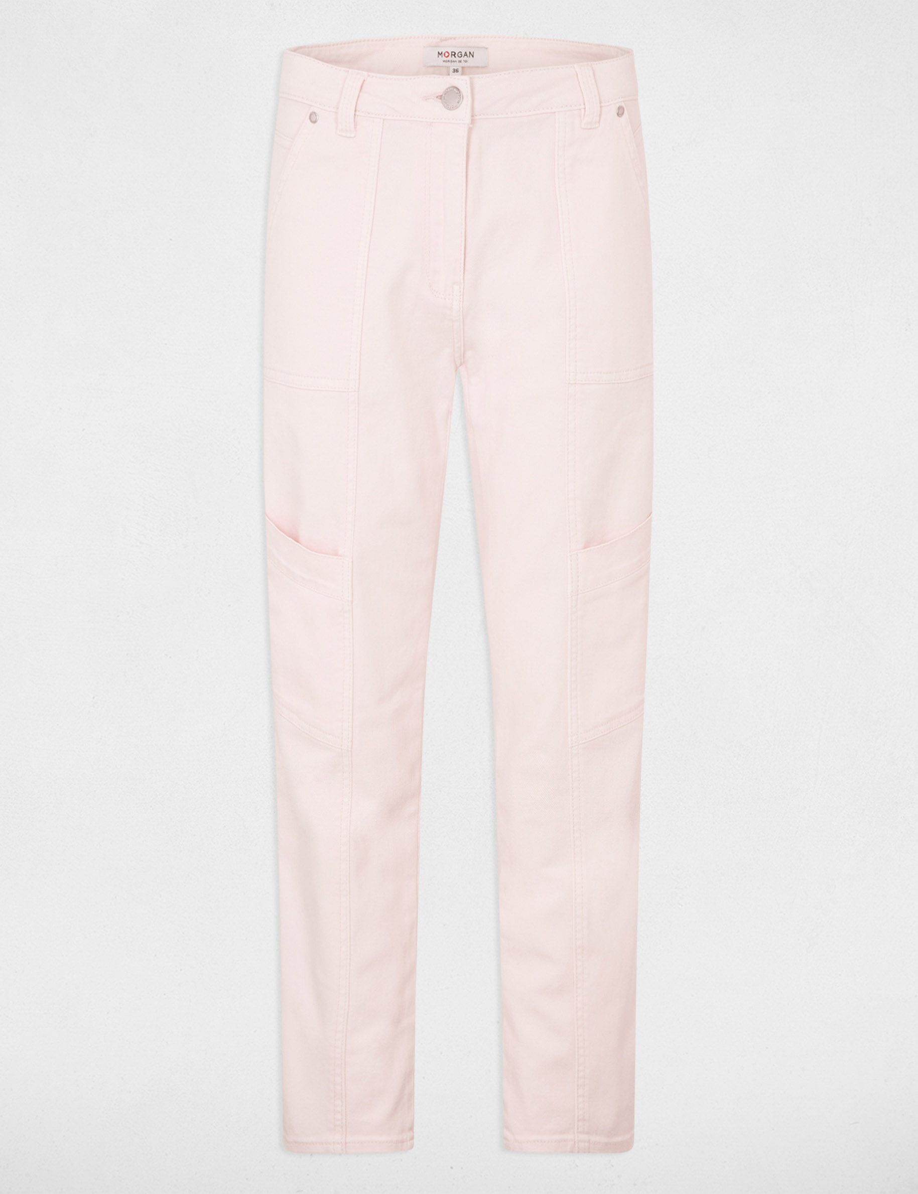 Jeans ajusté acid wash rose clair femme