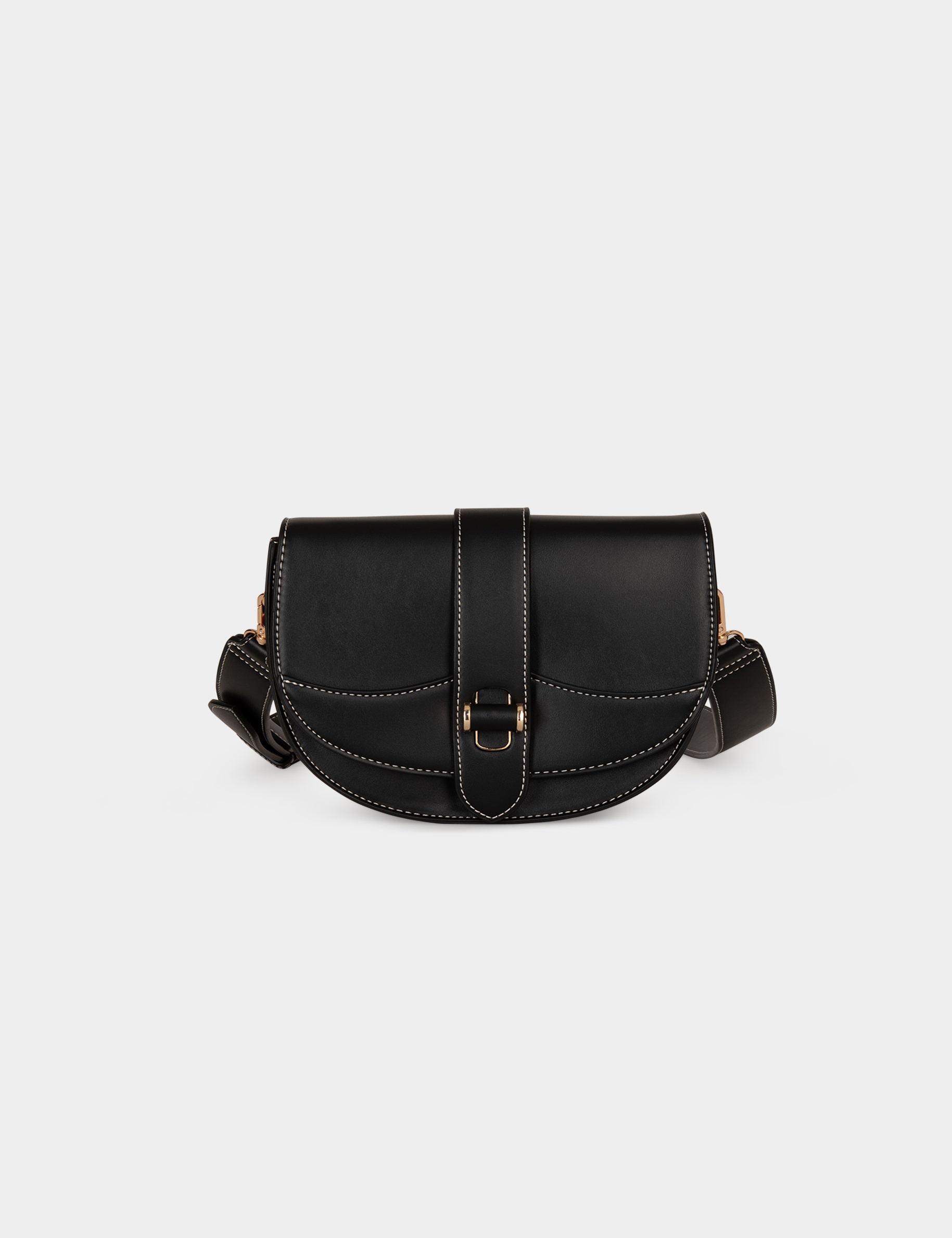 Sac besace arrondi noir femme