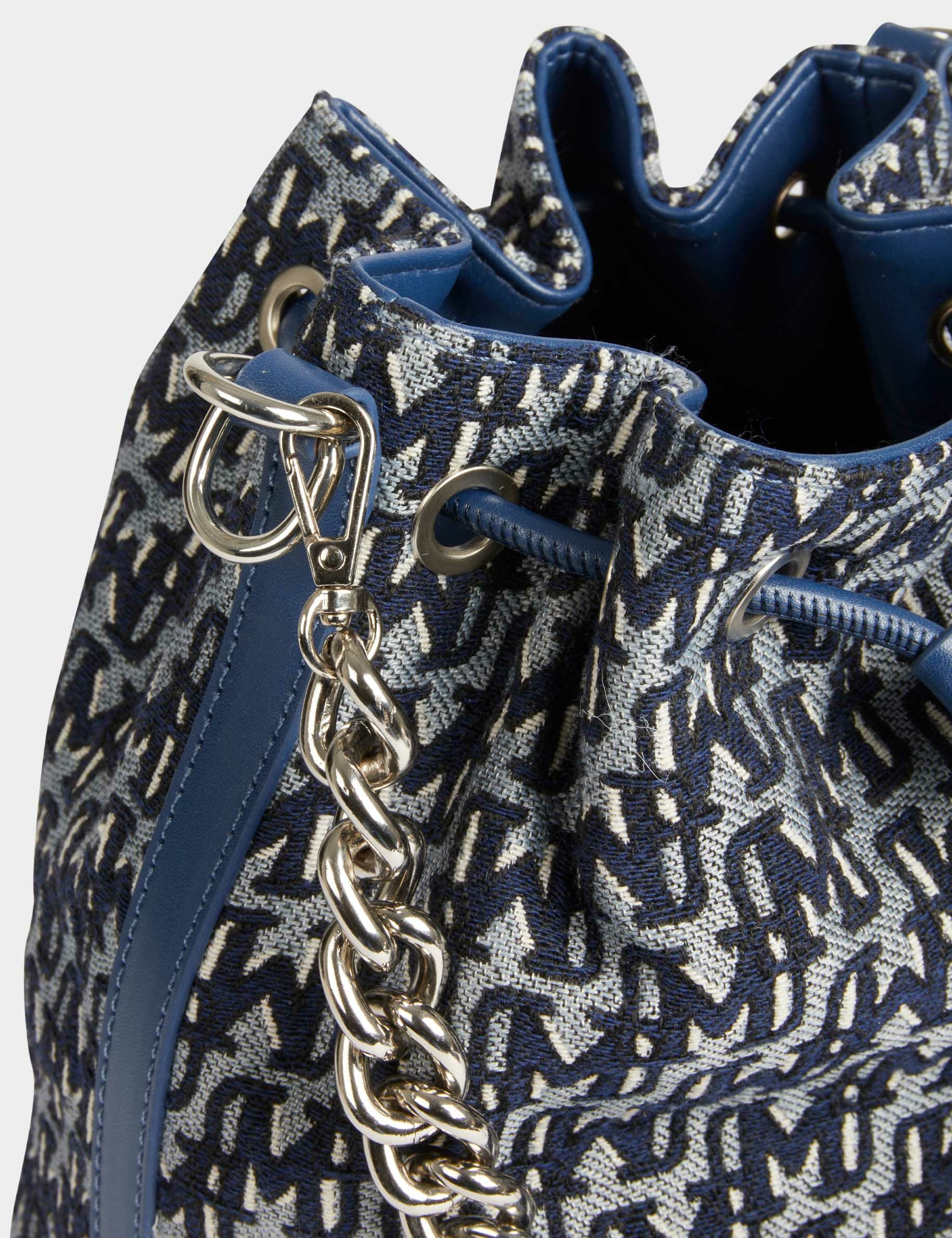 Sac seau imprimé monogramme denim stone femme