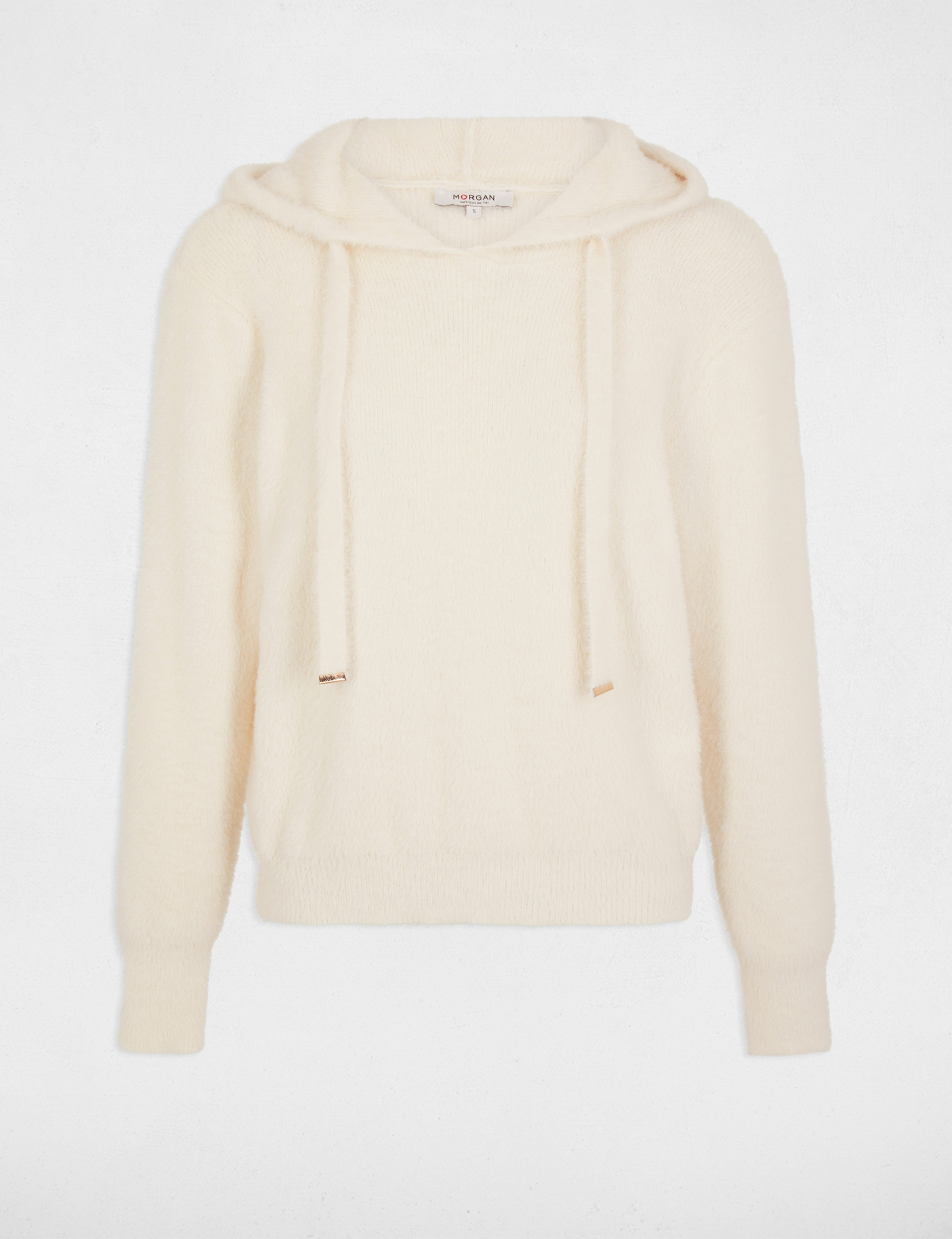 Pull à capuche ivoire femme