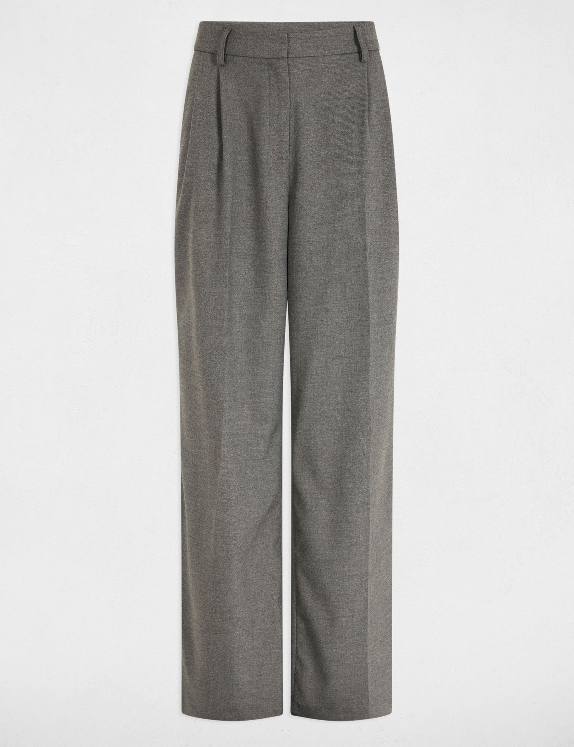 Pantalon large à pinces gris clair femme