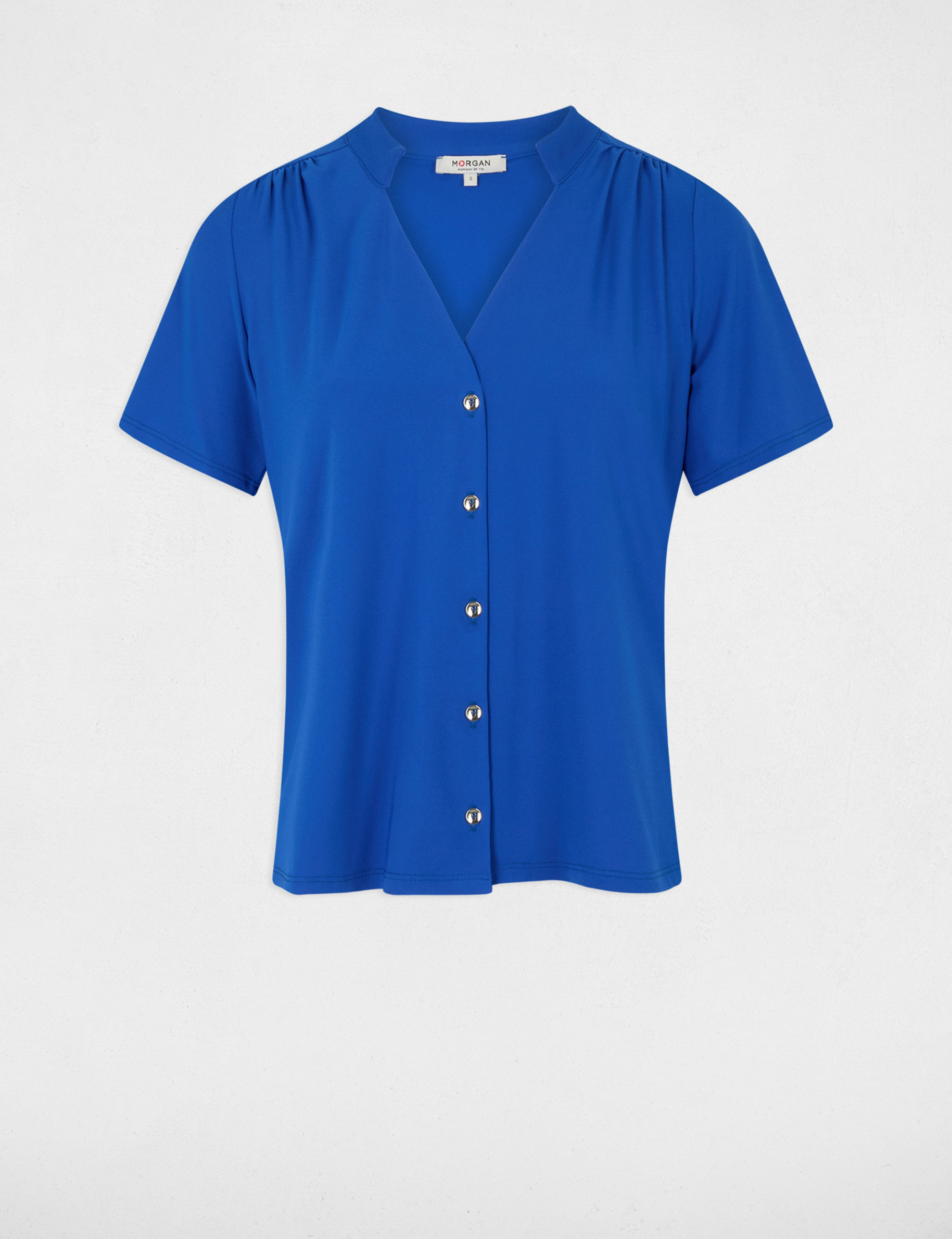 Top met korte mouwen bleu electrique vrouw