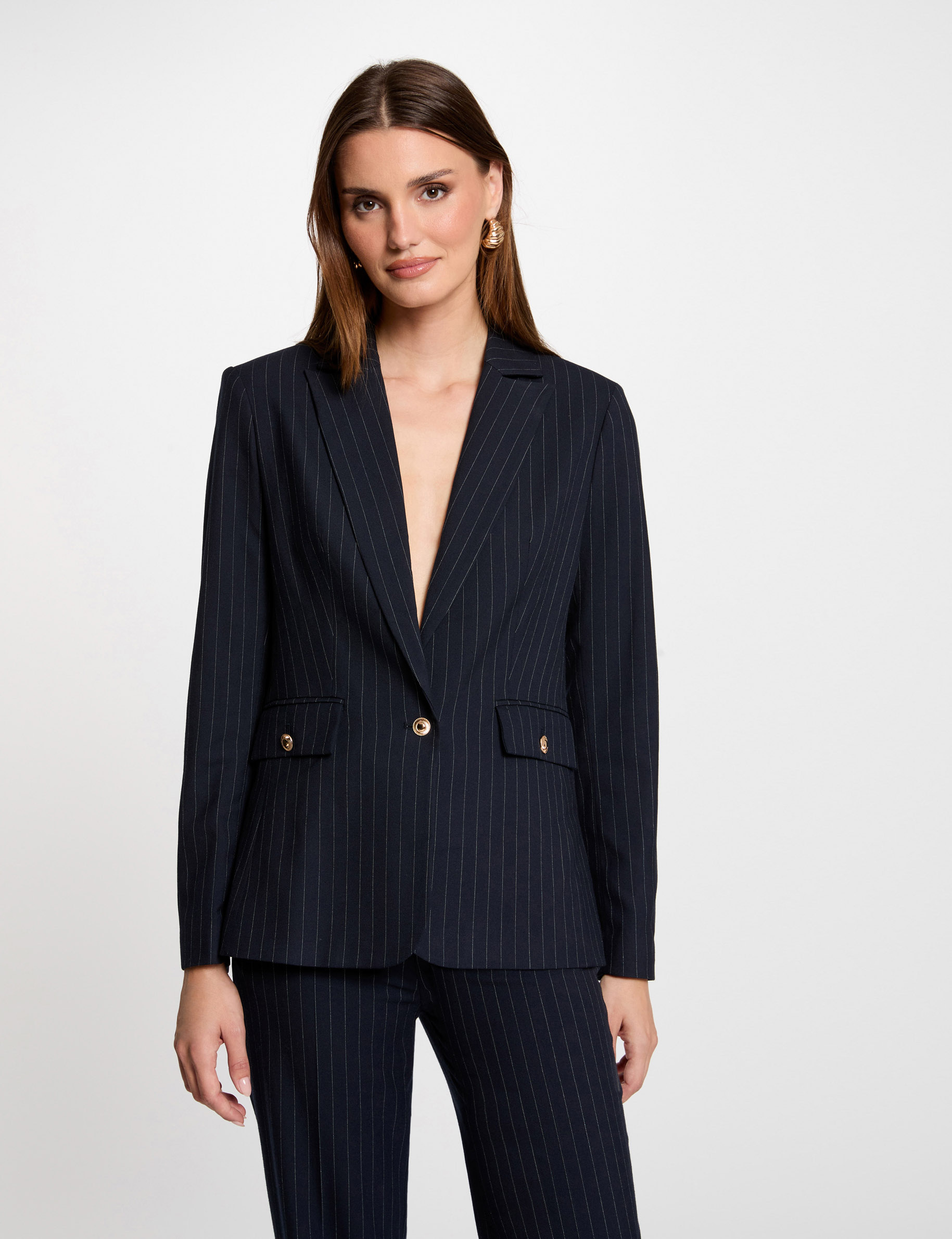 Blazer à rayures marine femme