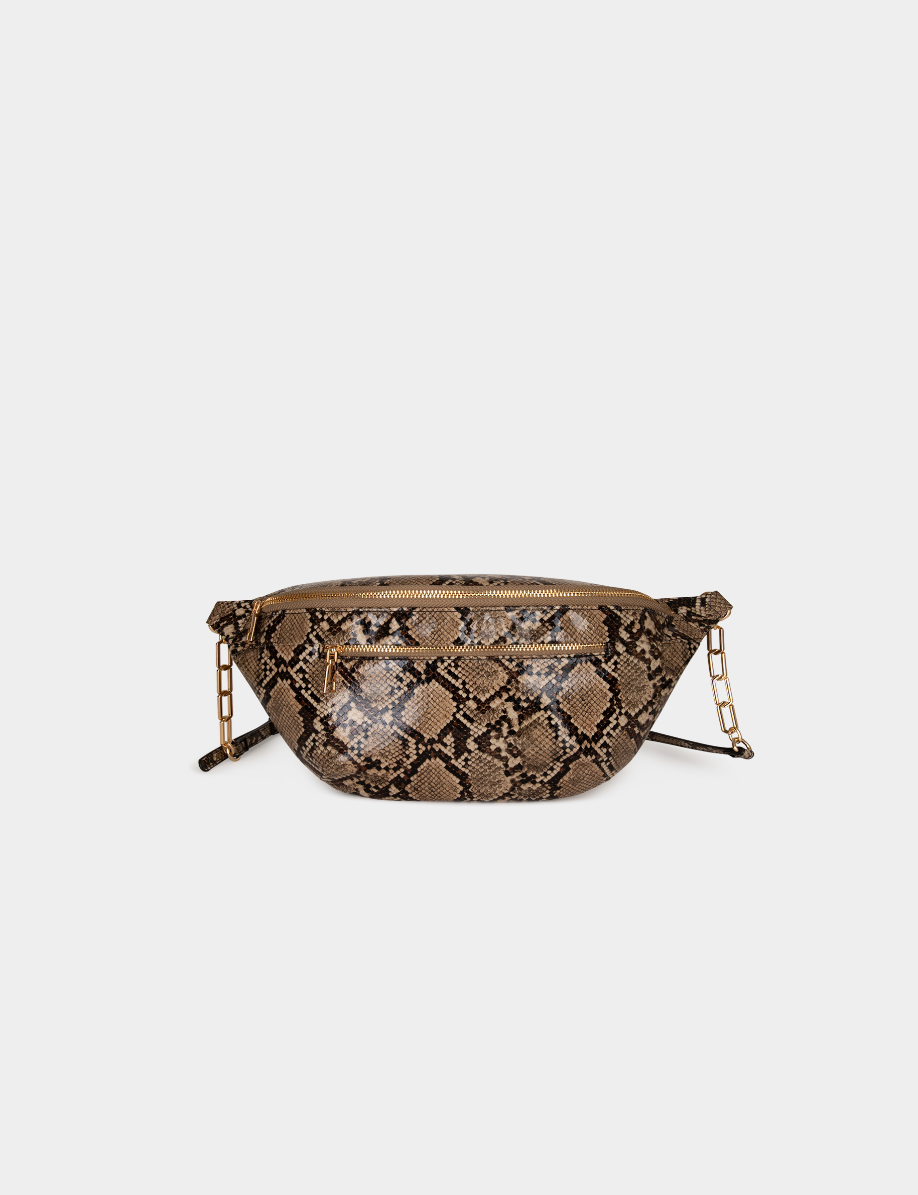 Sac banane aspect python taupe femme