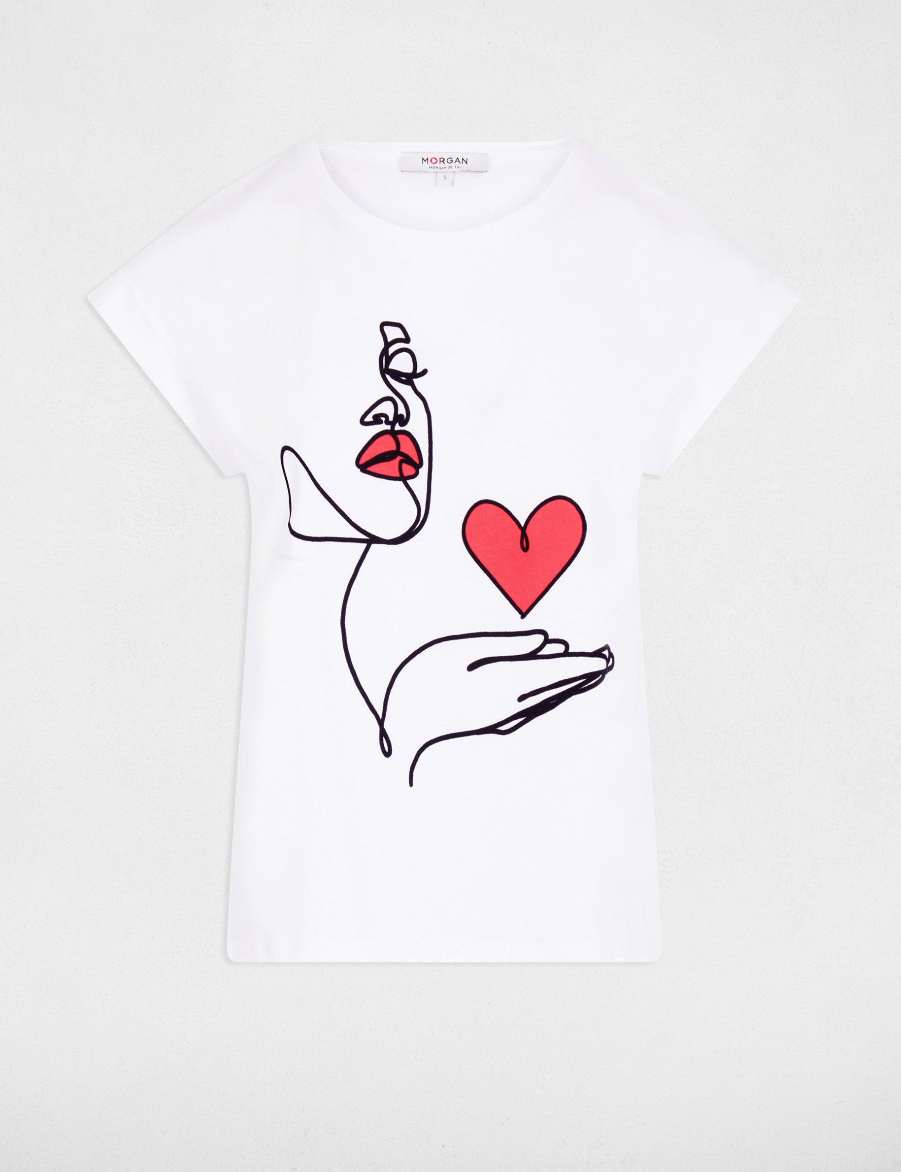 T-shirt met opdruk ivoor vrouw