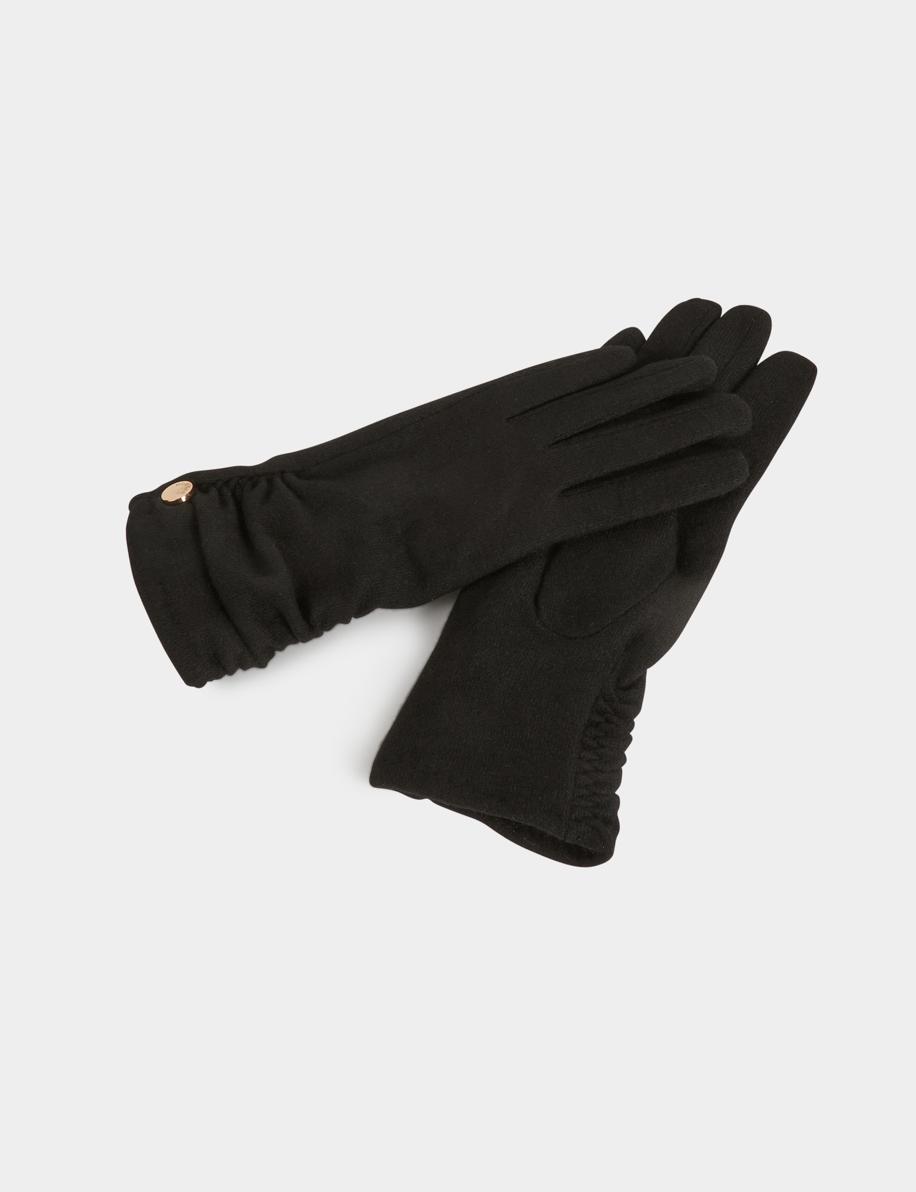 Gants détails plissés noir femme