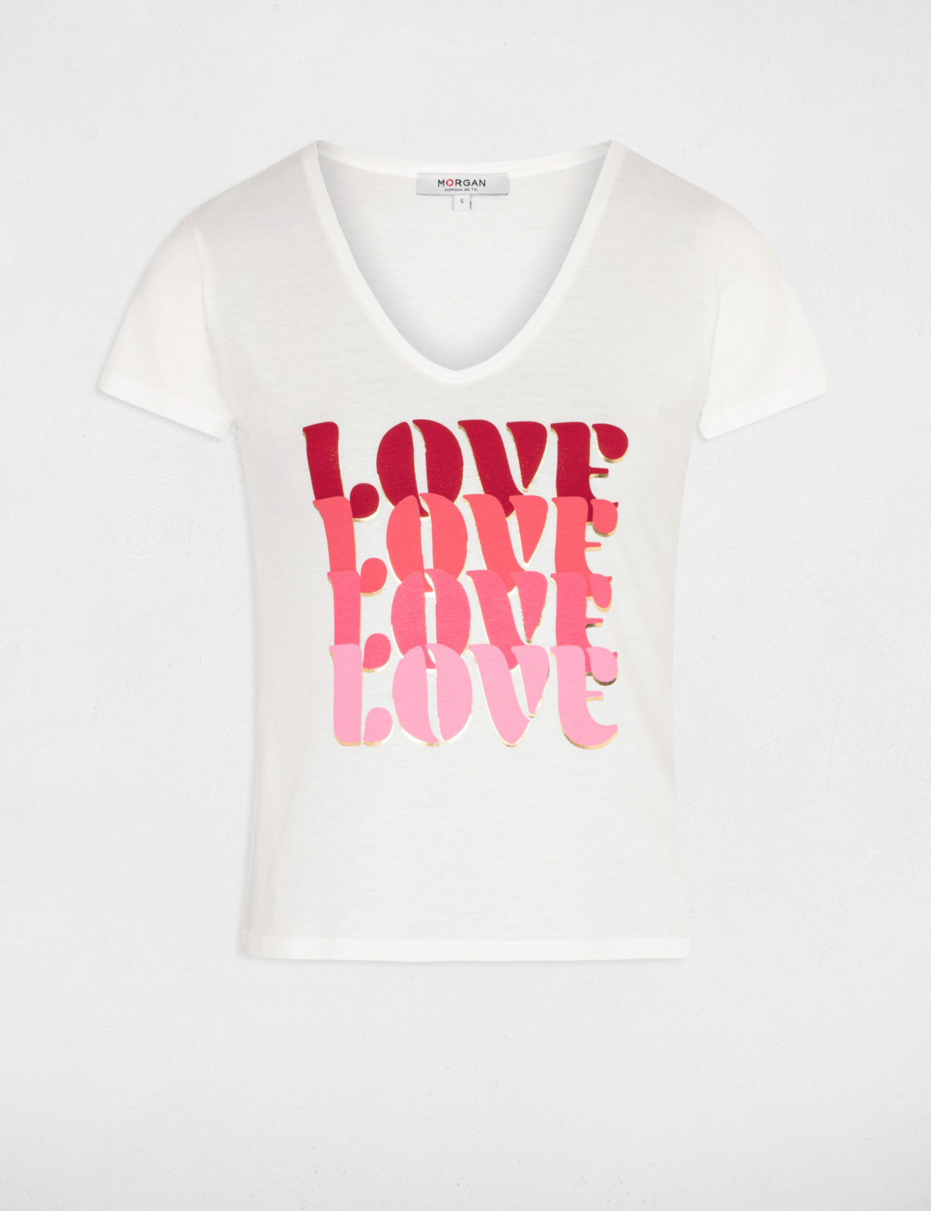 T-shirt met opschrift ecru vrouw