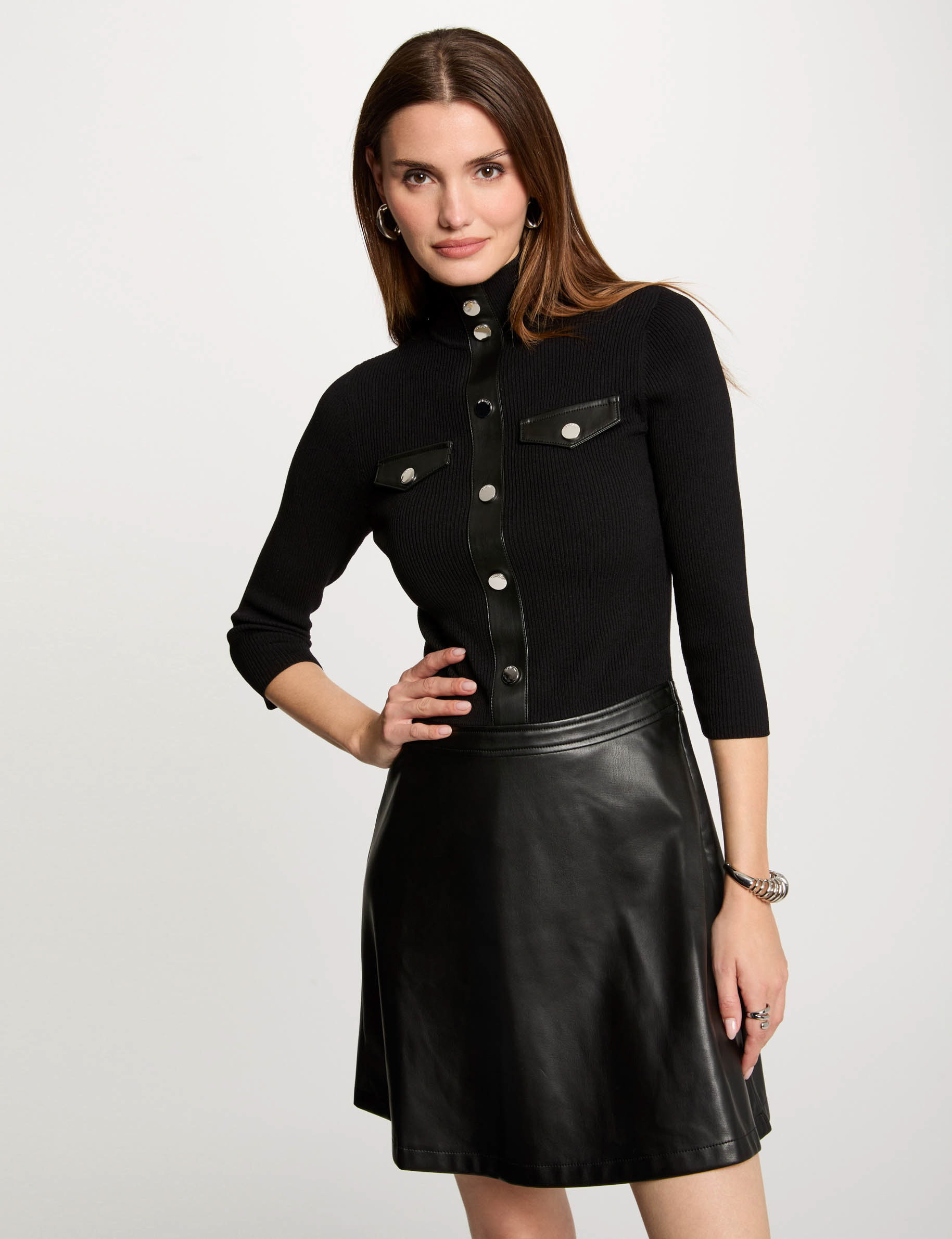 Robe courte trapèze noir femme