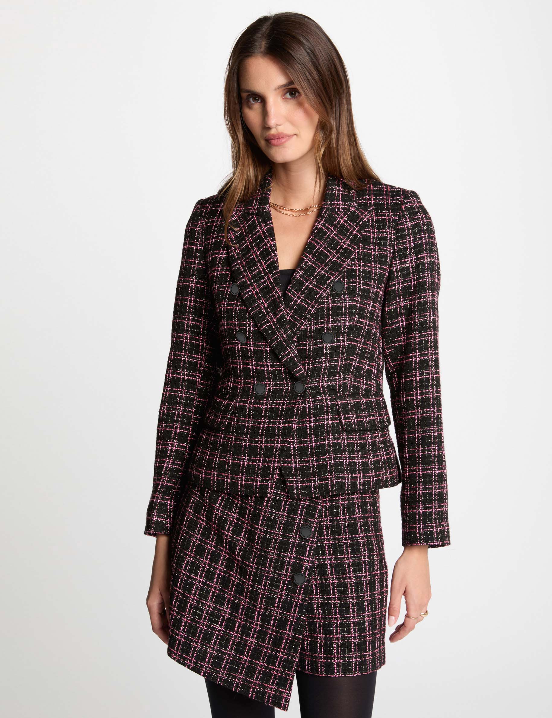 Veste cintrée tweed multico femme