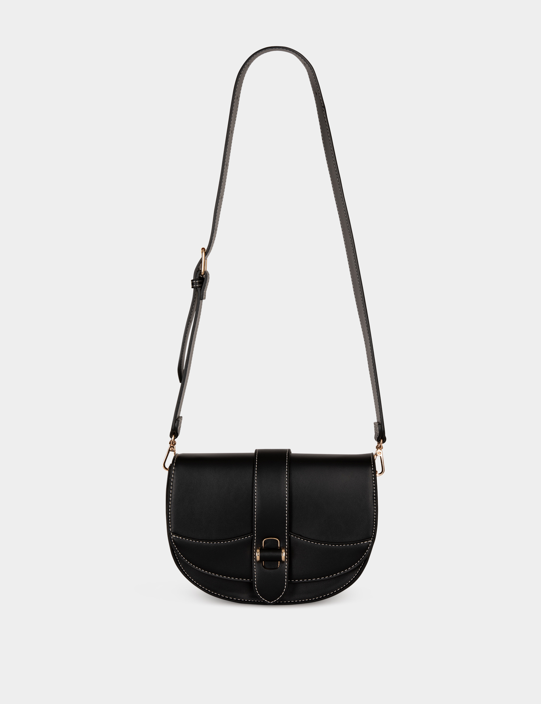 Sac besace arrondi noir femme